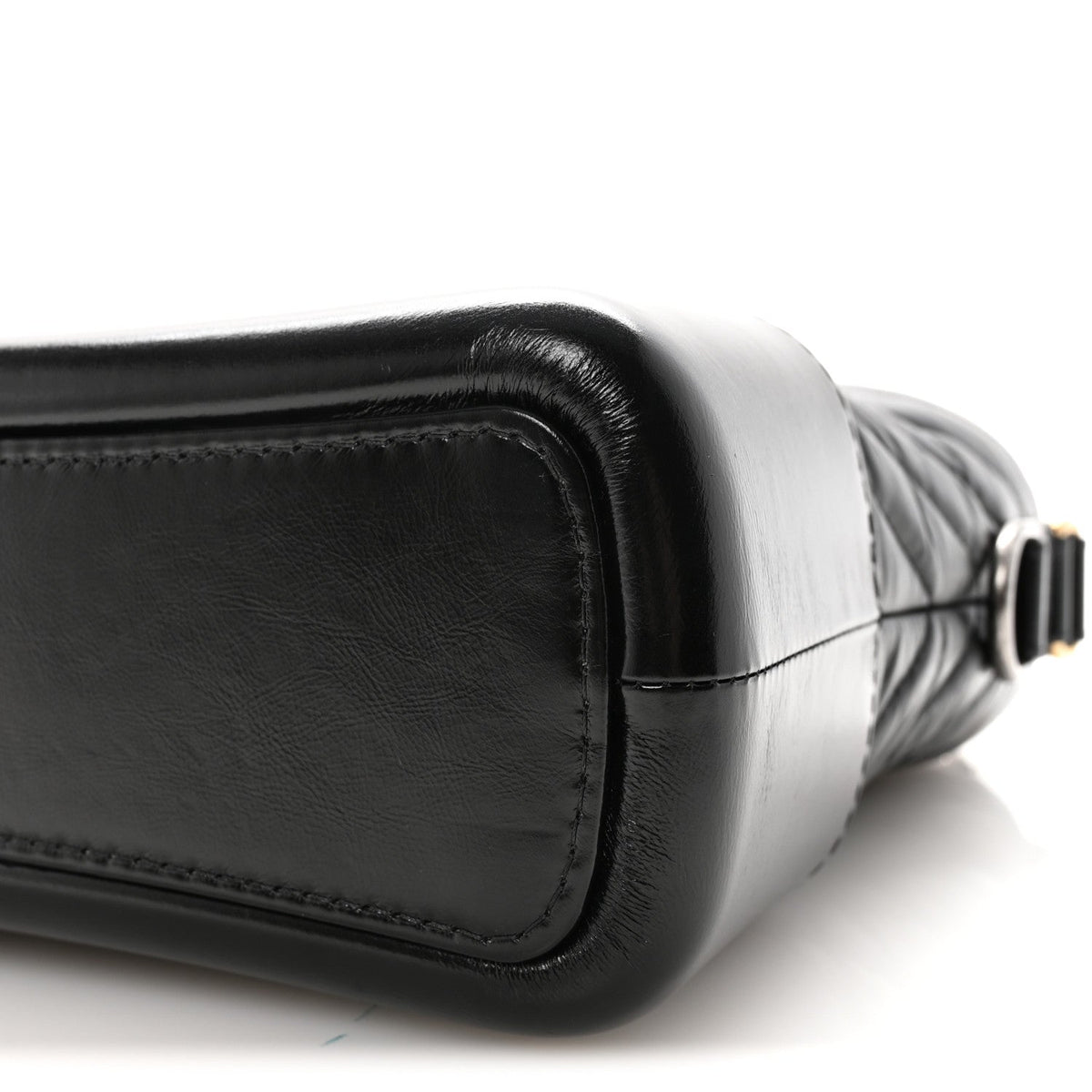 Aged Calfskin Chevron Quilted Medium Gabrielle Hobo Black