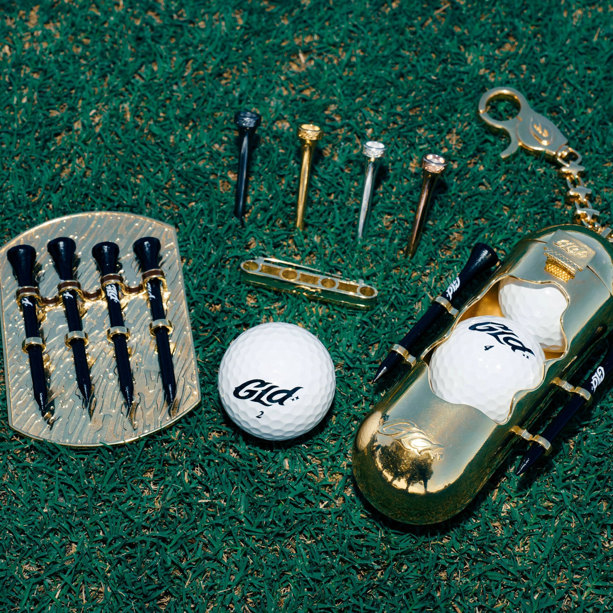 Golf Tee Belt Holder Accessory in Yellow Gold