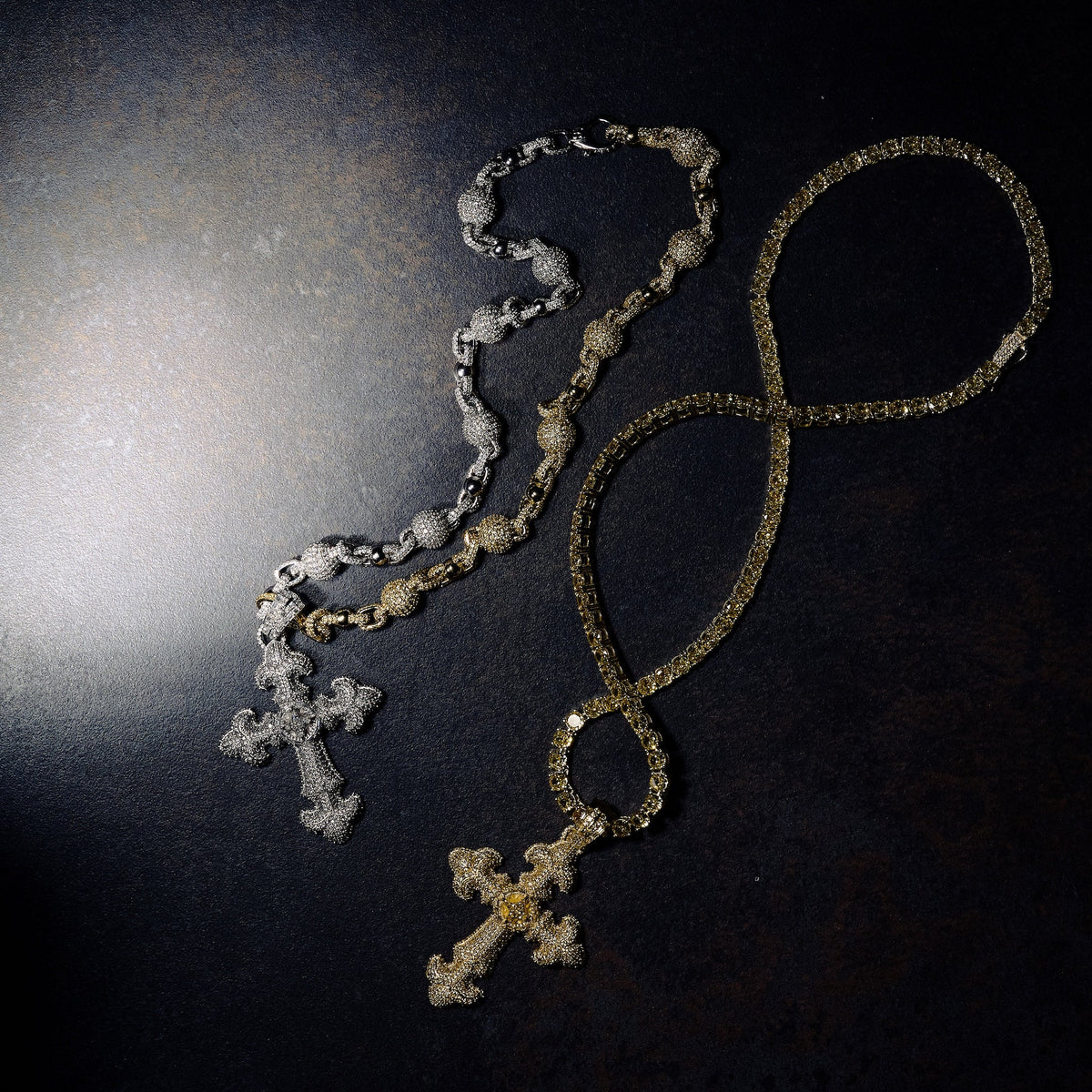 GLD X Bloody Osiris Large Iced Canary Cross Pendant in Yellow Gold Vermeil