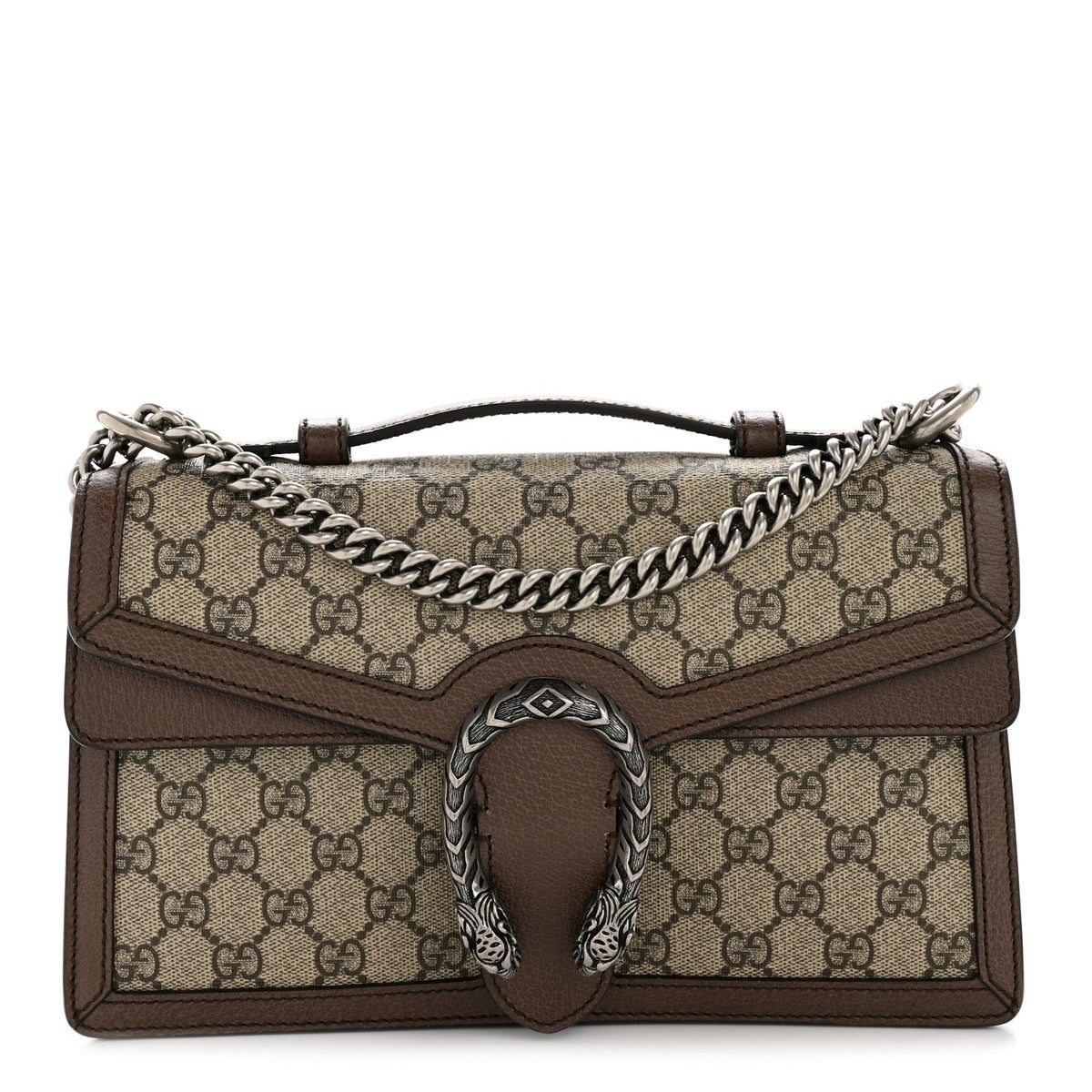 GG Supreme Monogram Textured Dollar Calfskin Top Handle Dionysus Shoulder Bag Beige Ebony New Acero