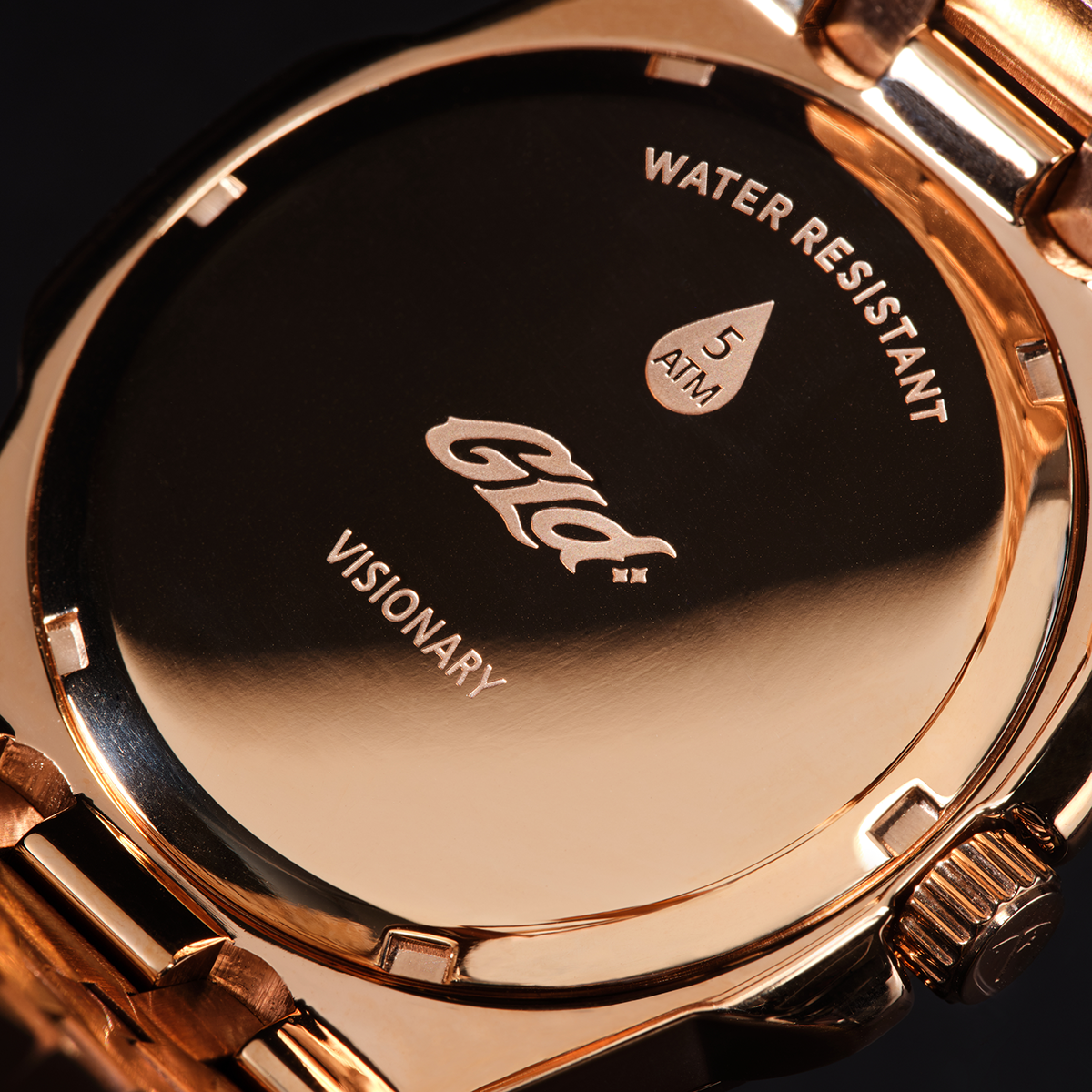 39MM Visionary Plain Case & Chocolate Dial Watch - Rose Gold