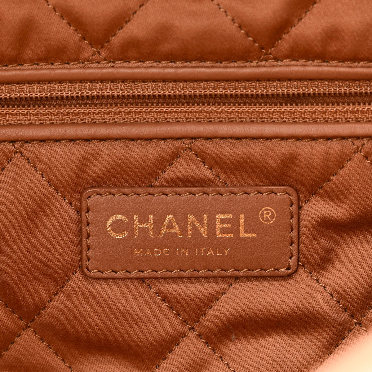 Shiny Calfskin Quilted Small Chanel 22 Beige