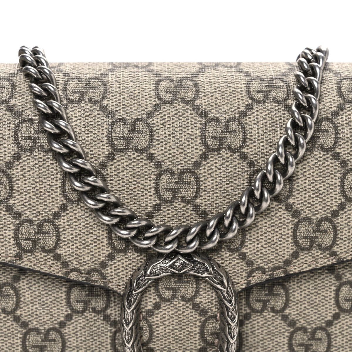 GG Supreme Monogram Mini Dionysus Chain Wallet Beige Taupe