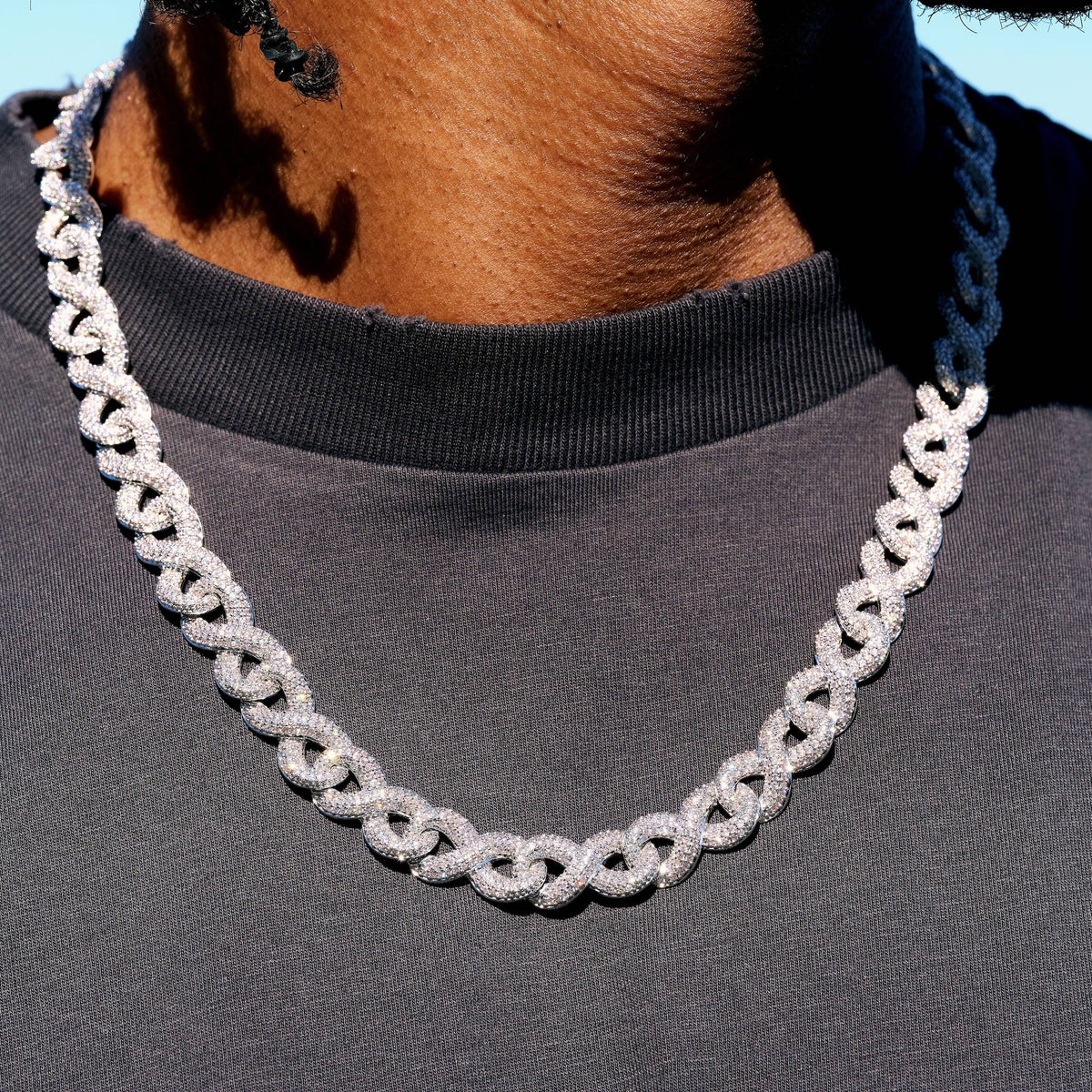 Iced Infinity Chain in White Gold - 10mm