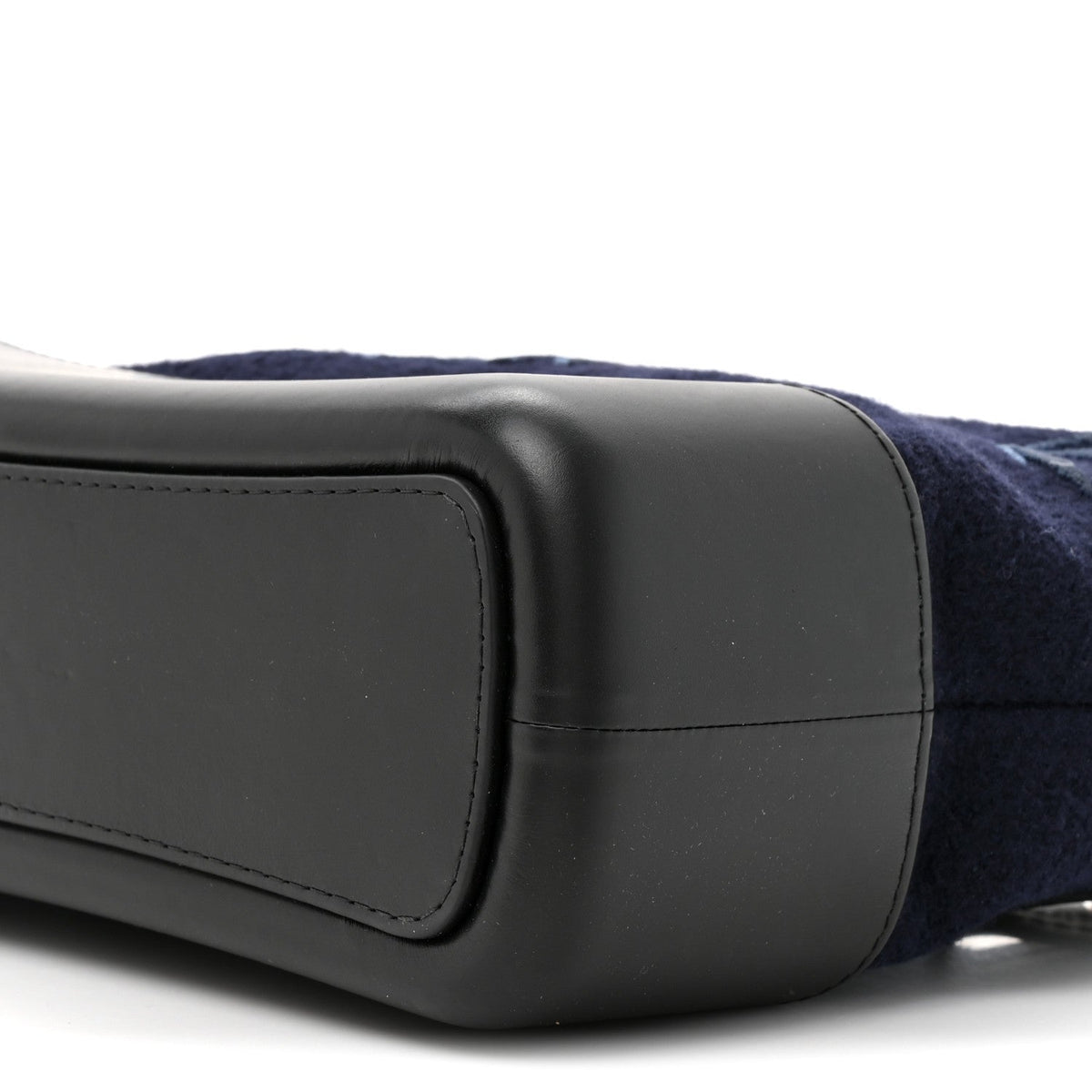 Calfskin Wool Embroidered Paris Hamburg Medium Gabrielle Hobo Dark Navy Blue