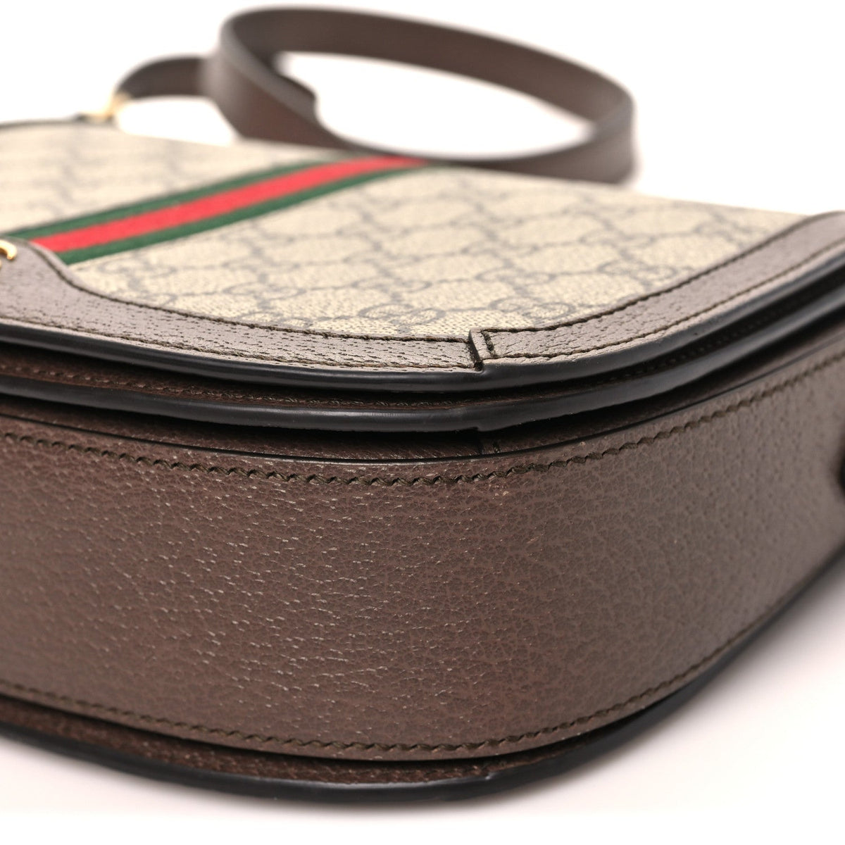 GG Supreme Monogram Web Small Ophidia Flap Messenger Bag Brown