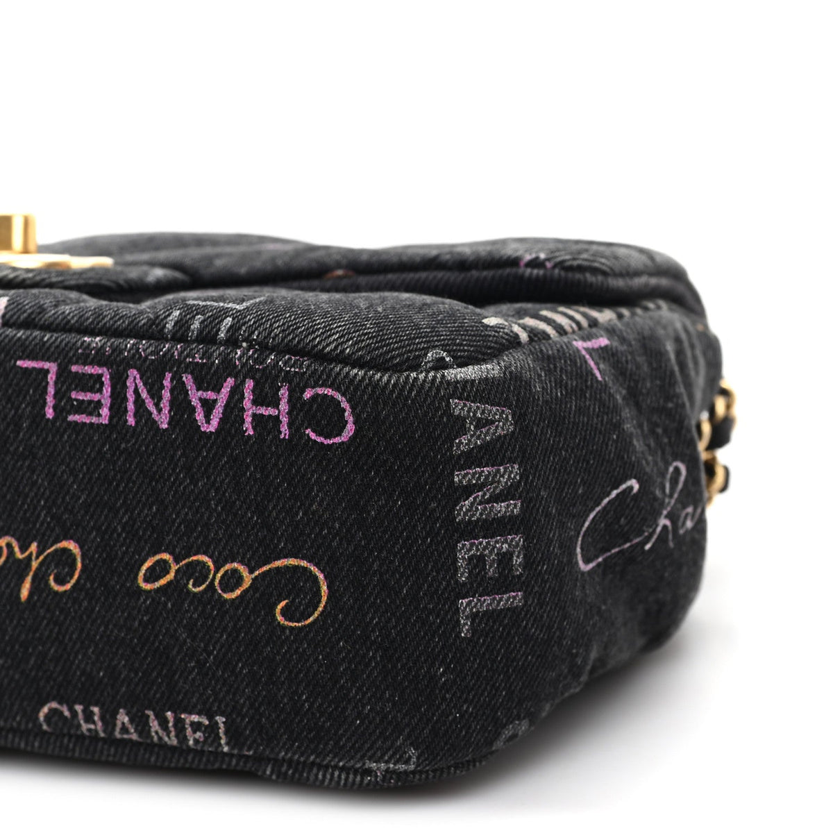 Denim Quilted Denim Mood Mini Rectangular Flap Black Multicolor