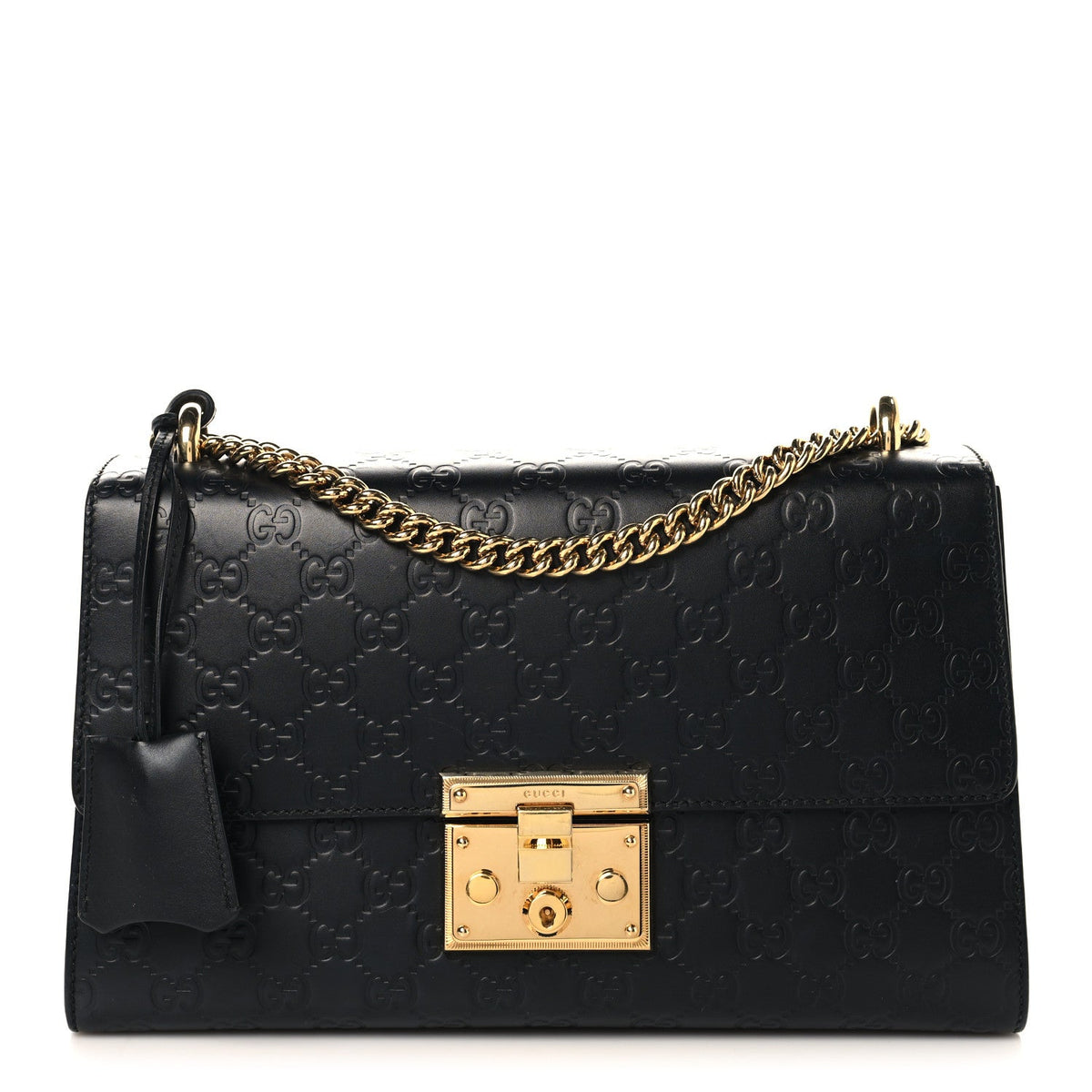Guccissima Medium Padlock Shoulder Bag Black