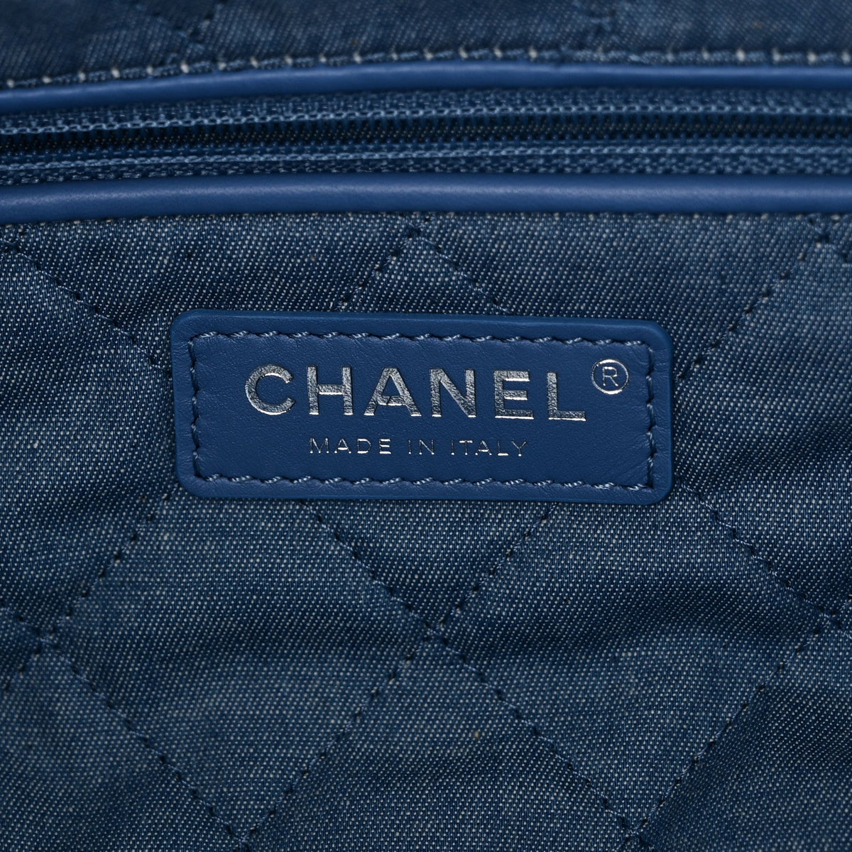 Denim Quilted Chanel 22 Blue