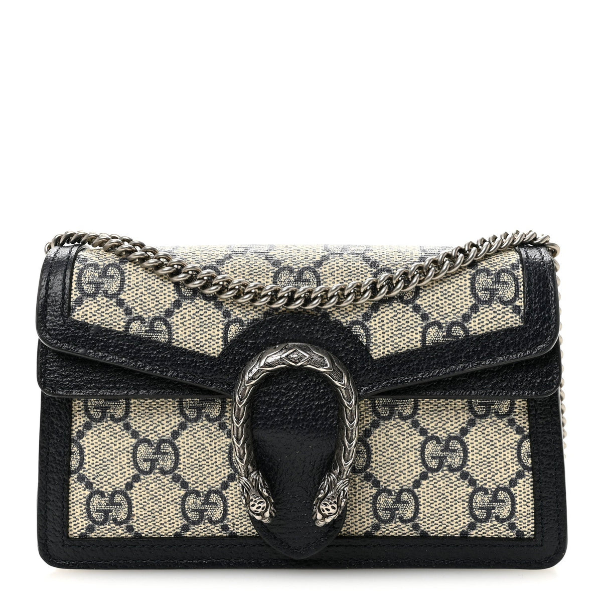 GG Supreme Monogram Textured Dollar Calfskin Super Mini Dionysus Shoulder Bag Beige Blue
