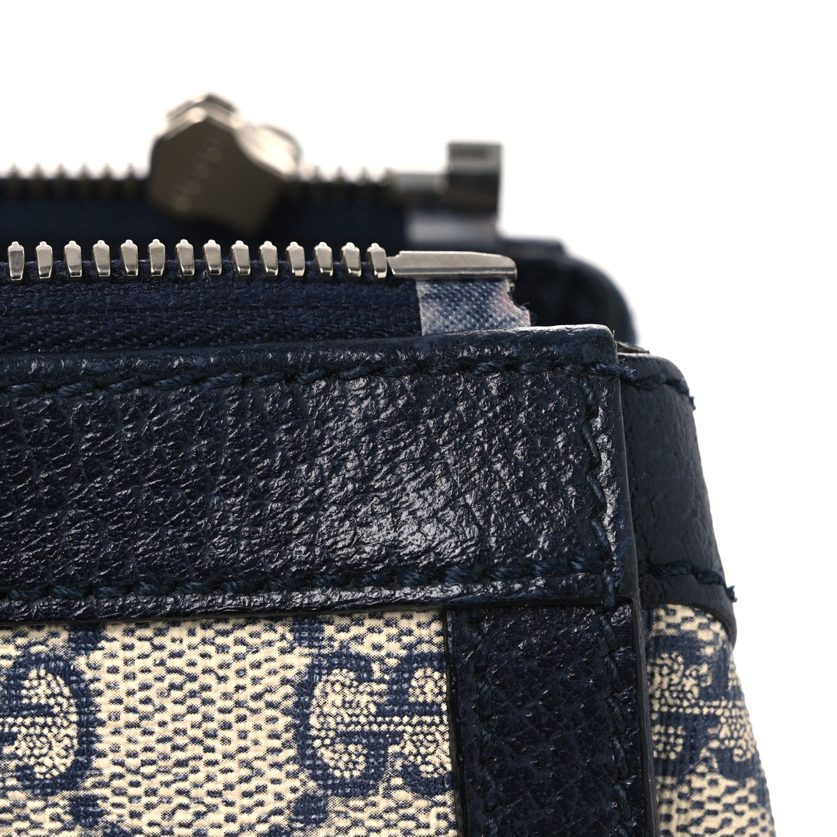 GG Supreme Monogram Textured Dollar Calfskin Web Small Ophidia Tote Bag Beige Blue