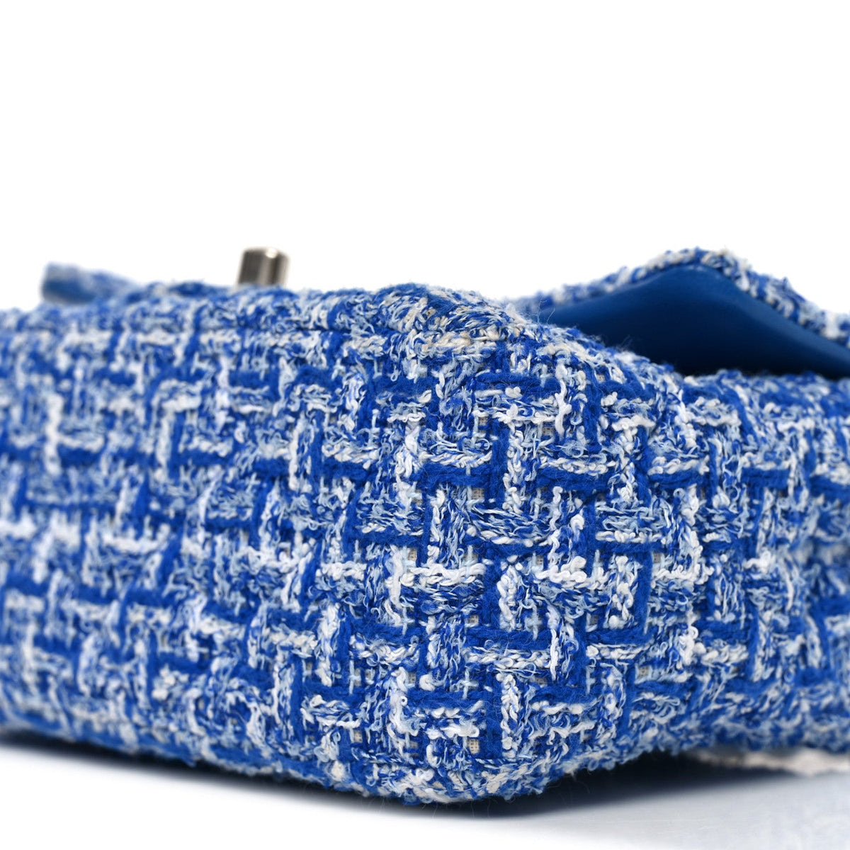 Tweed Quilted Mini Rectangular Flap Blue White