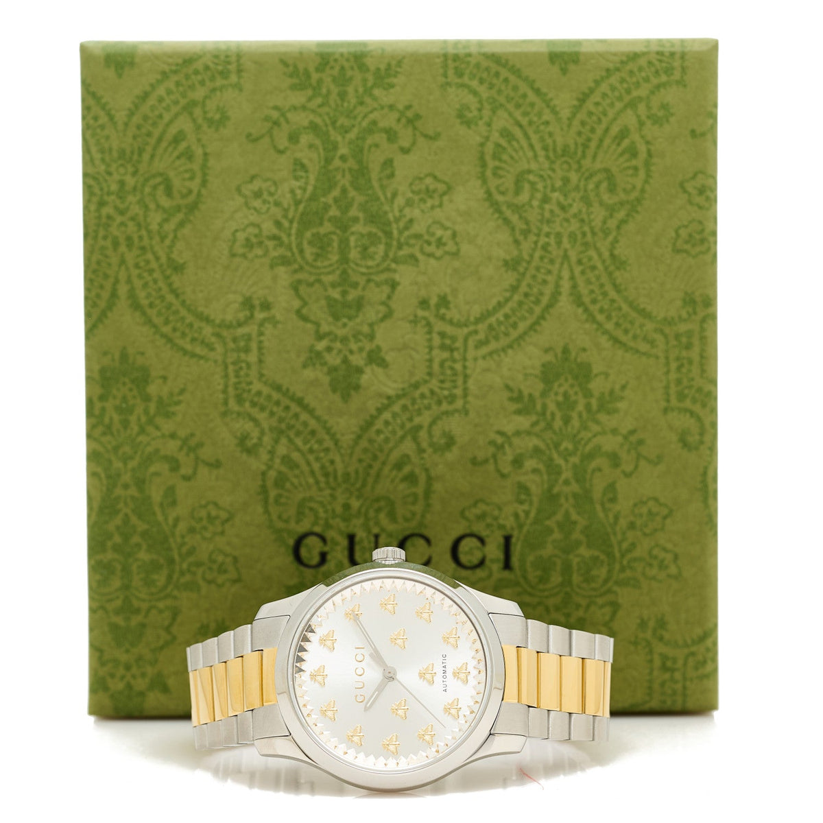 Stainless Steel 38mm G-Timeless Two Tone Bee Automatic Watch Silver