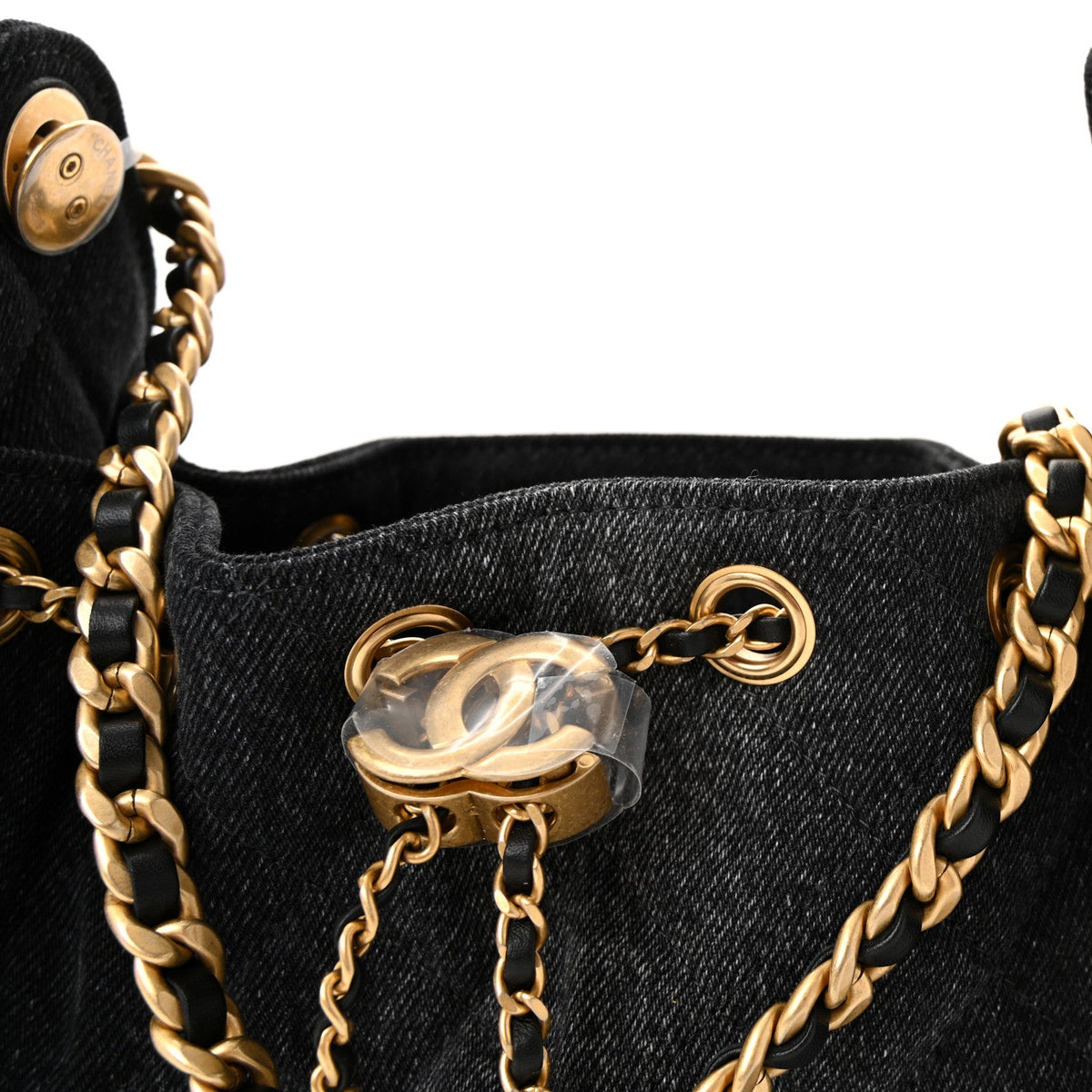 Washed Denim Quilted Mini Chanel 25 Handbag Black