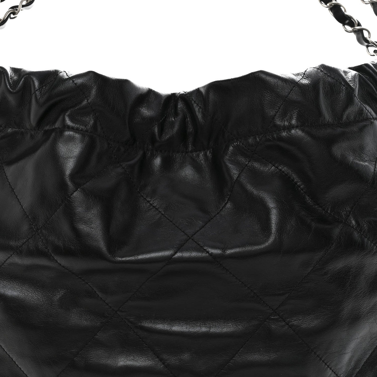 Shiny Calfskin Quilted Chanel 22 Black