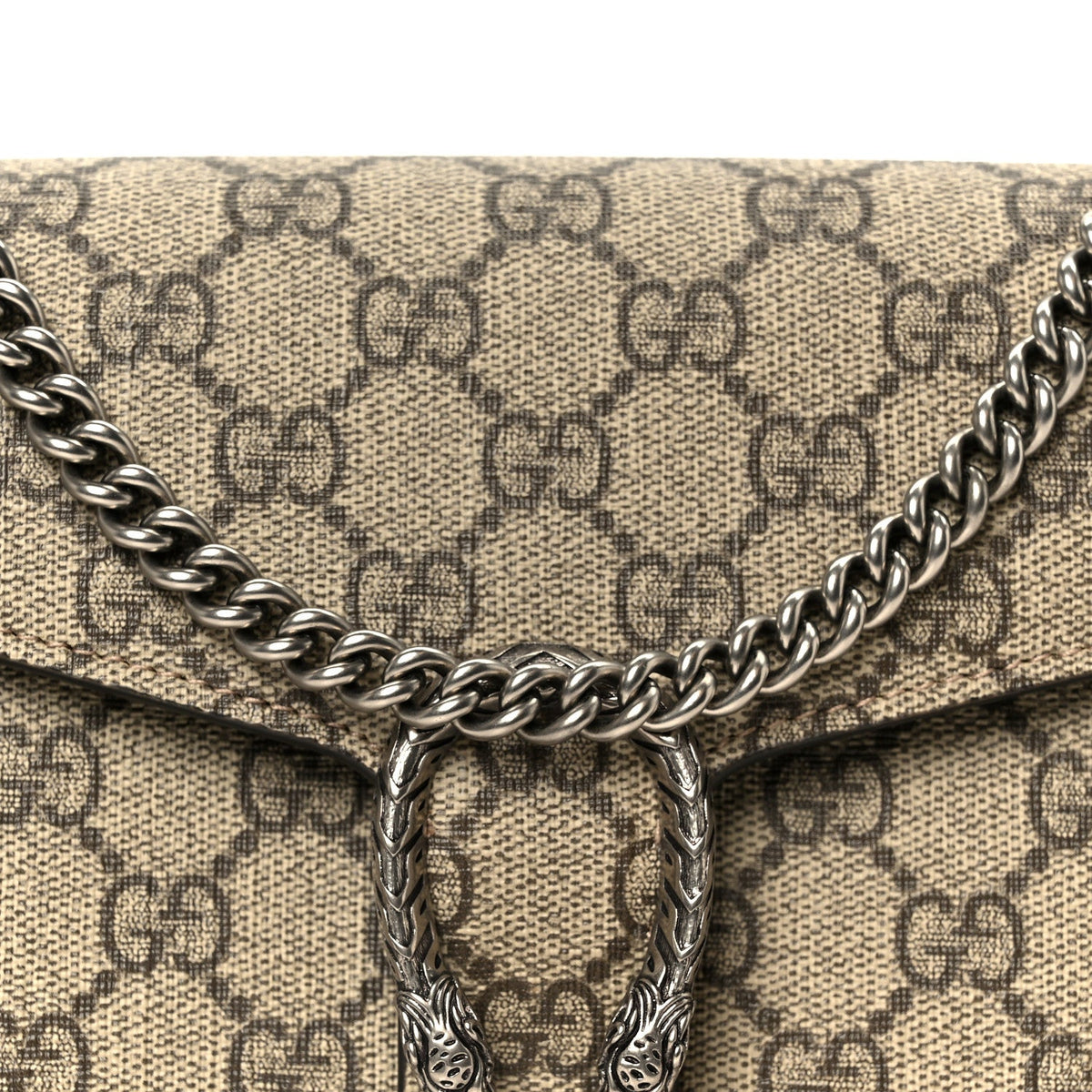 GG Supreme Monogram Mini Dionysus Chain Wallet Beige Taupe