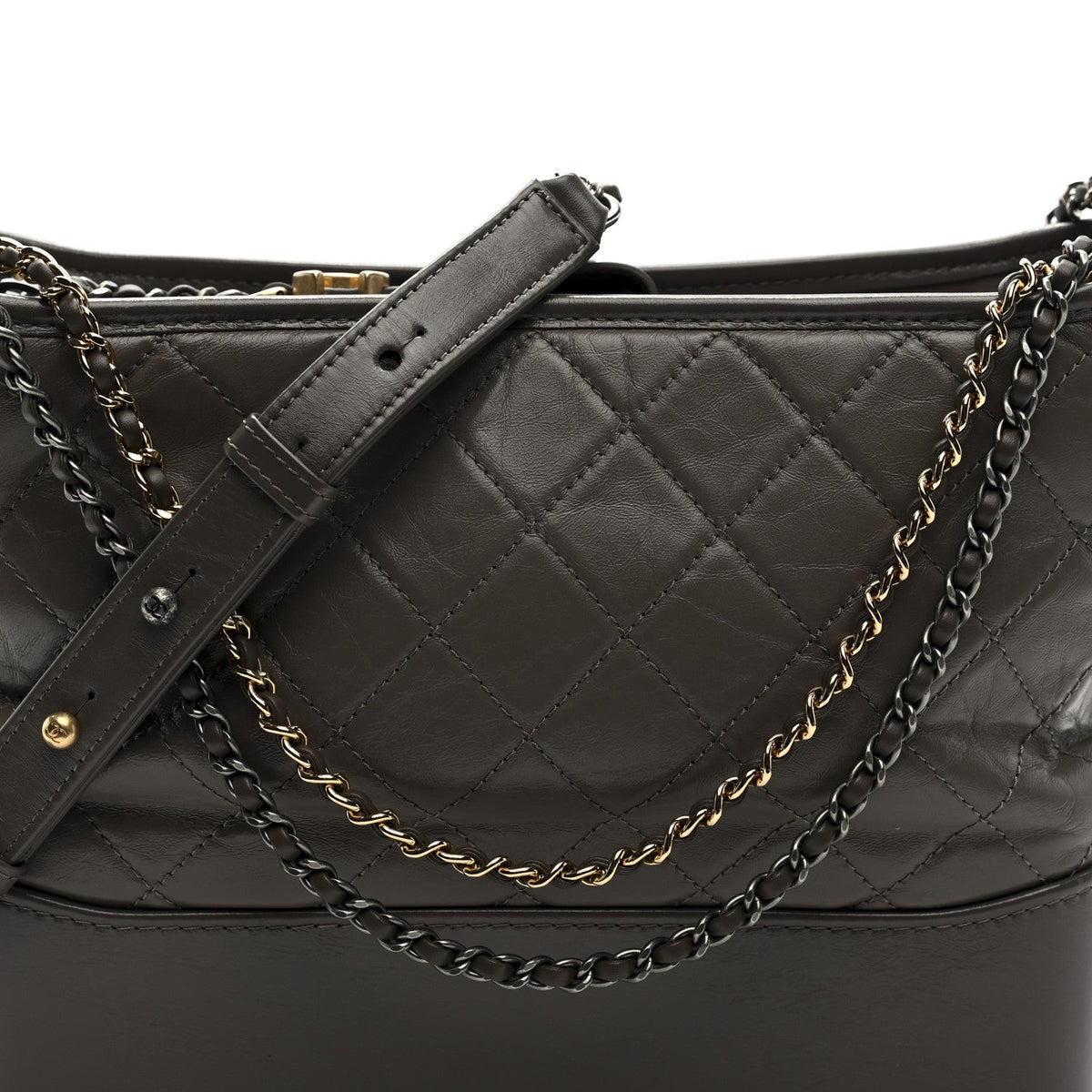 Aged Calfskin Quilted Medium Gabrielle Hobo Grey
