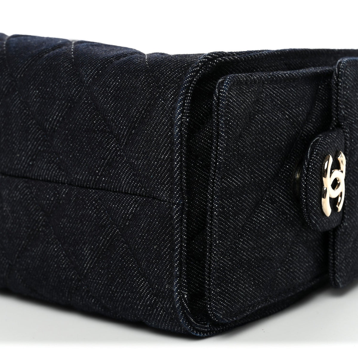 Denim Quilted Mini Chanel 25 Handbag Dark Blue