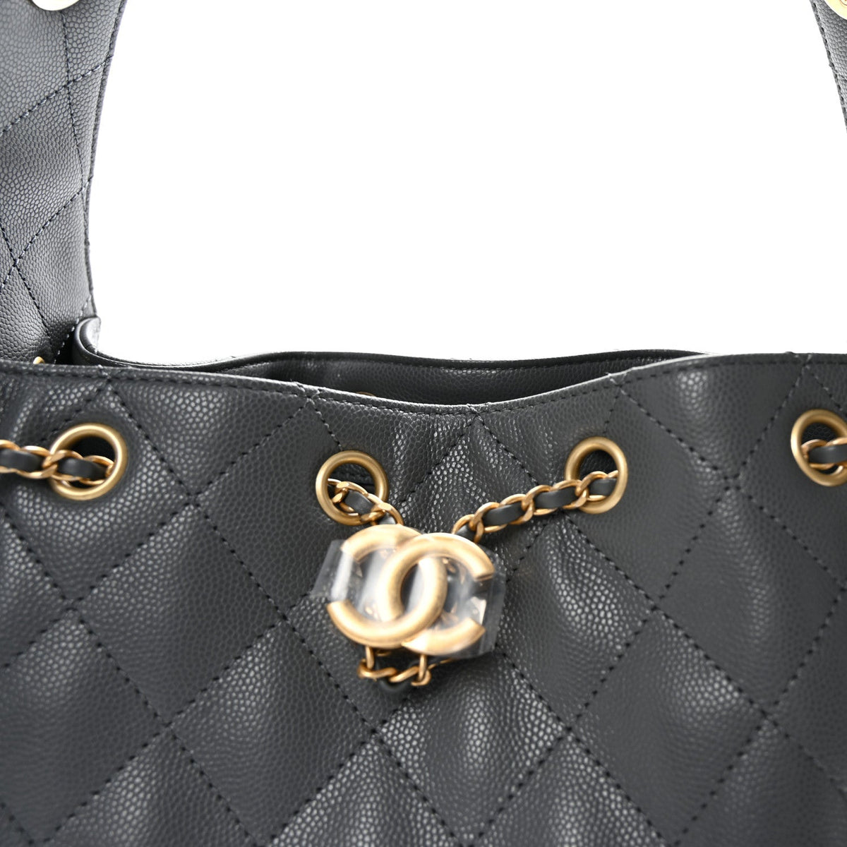 Caviar Quilted Small Chanel 25 Handbag Dark Grey