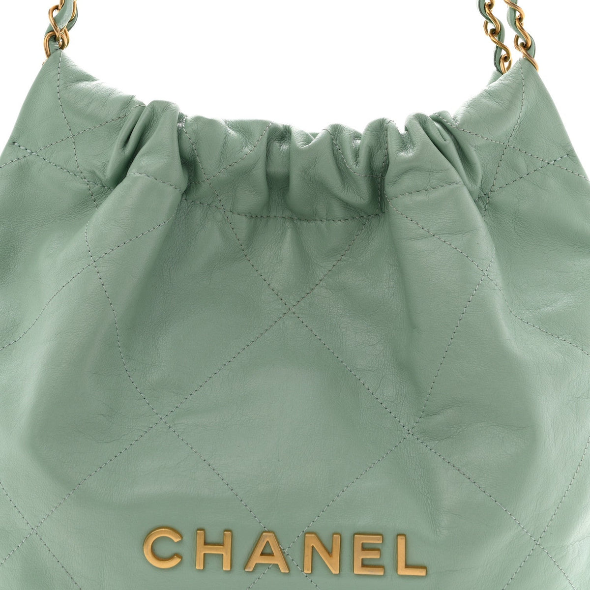 Shiny Calfskin Quilted Small Chanel 22 Light Green
