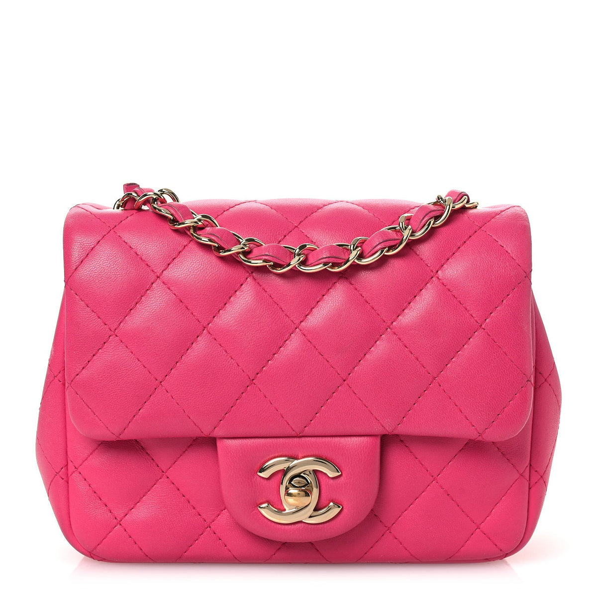 Lambskin Quilted Mini Square Flap Pink