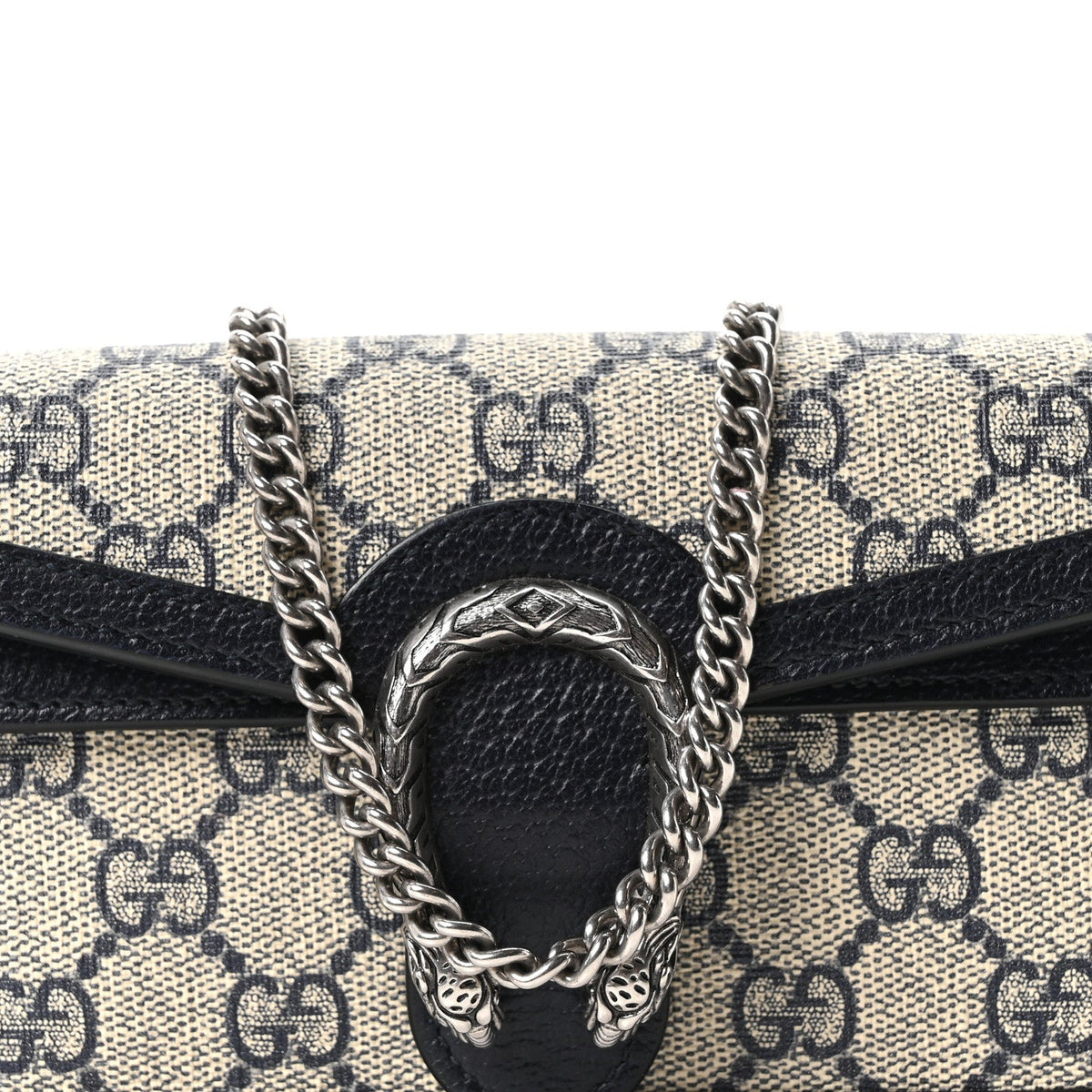 GG Supreme Monogram Textured Dollar Calfskin Super Mini Dionysus Shoulder Bag Beige Blue