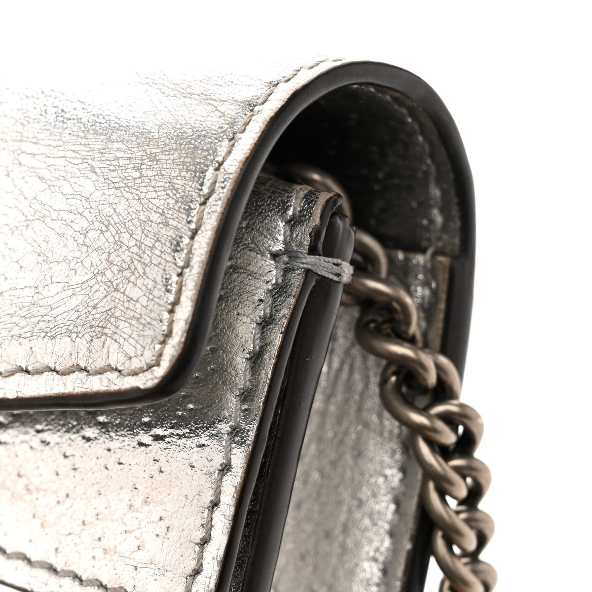 Metallic Calfskin Super Mini Dionysus Shoulder Bag Silver