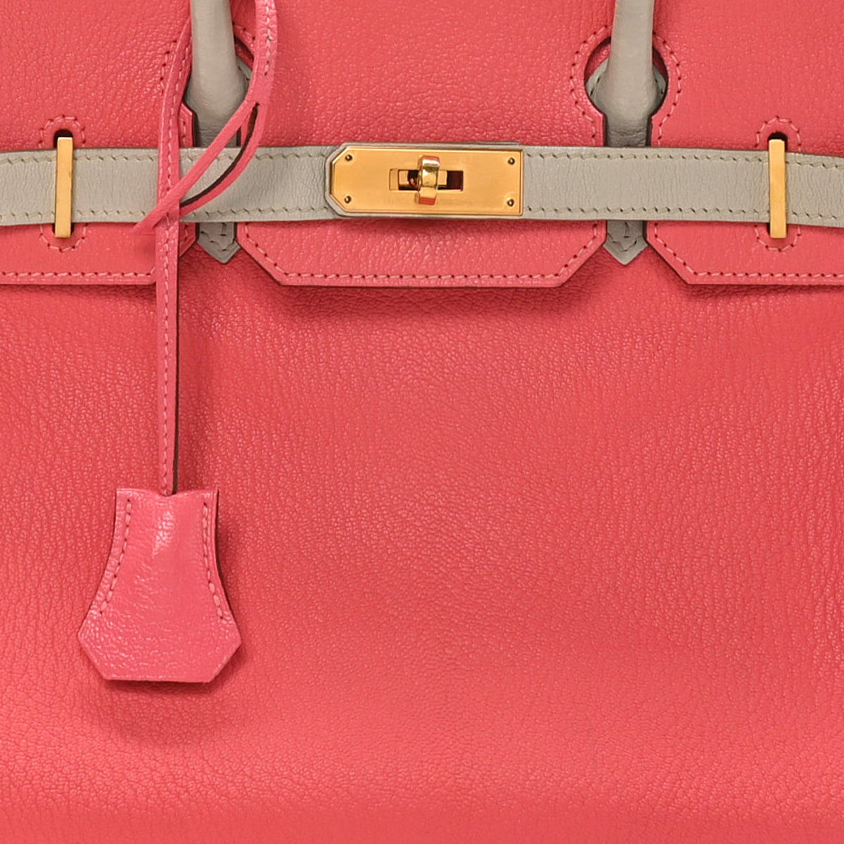 Chevre Mysore Horseshoe Birkin 30  Rose Lipstick Gris Perle