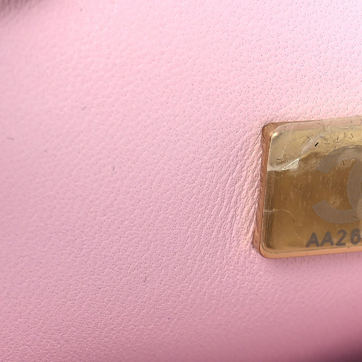 Crystal Embellished Metallic Lambskin Mini Chanel 22 Light Pink