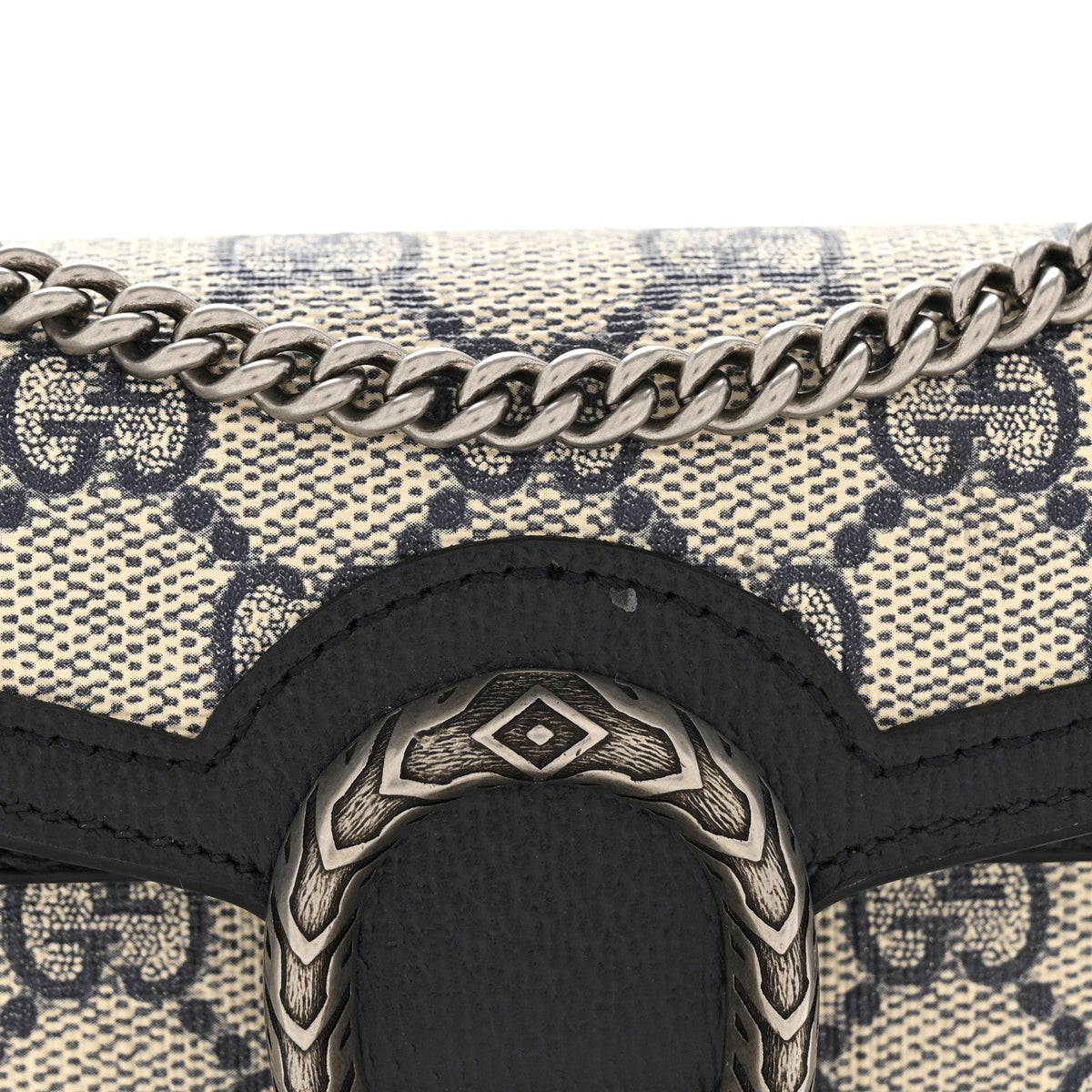 GG Supreme Monogram Textured Dollar Calfskin Super Mini Dionysus Shoulder Bag Beige Blue