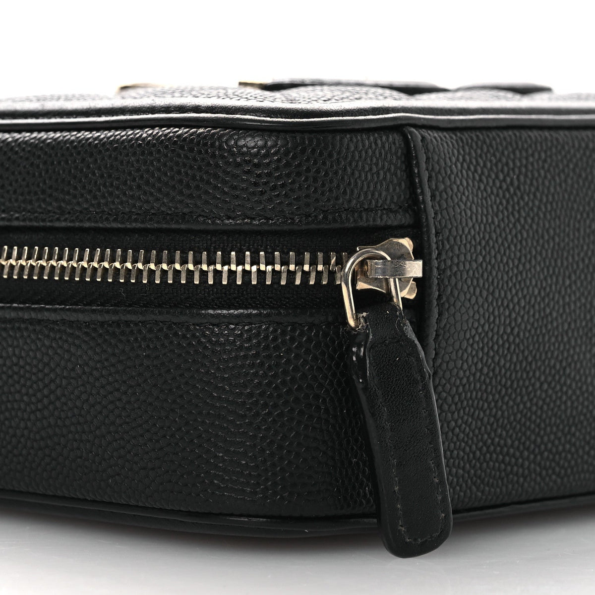 Caviar Quilted CC Filigree Vanity Clutch With Chain Black
