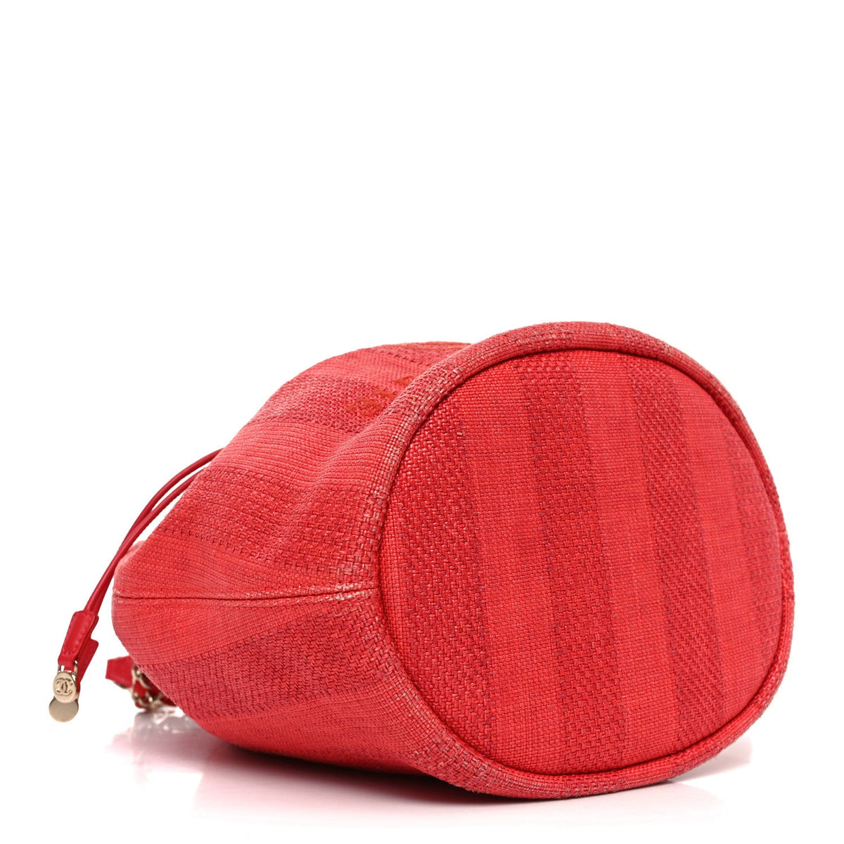 Mixed Fibers Striped Deauville Drawstring Bag Red