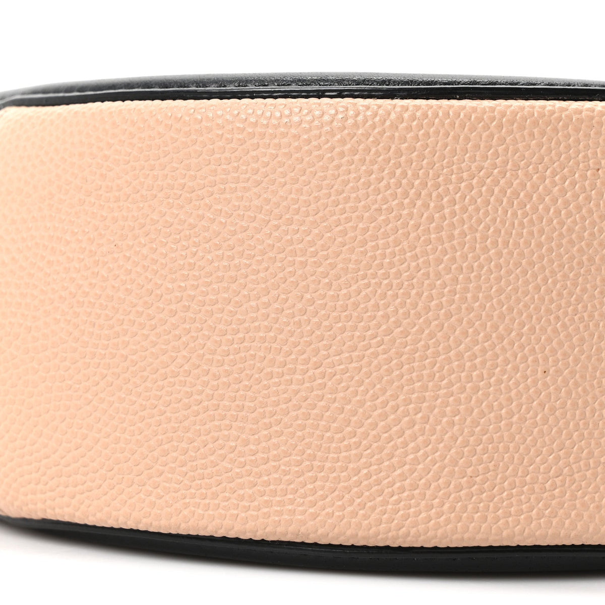 Caviar Quilted Round Filigree Crossbody Beige Black