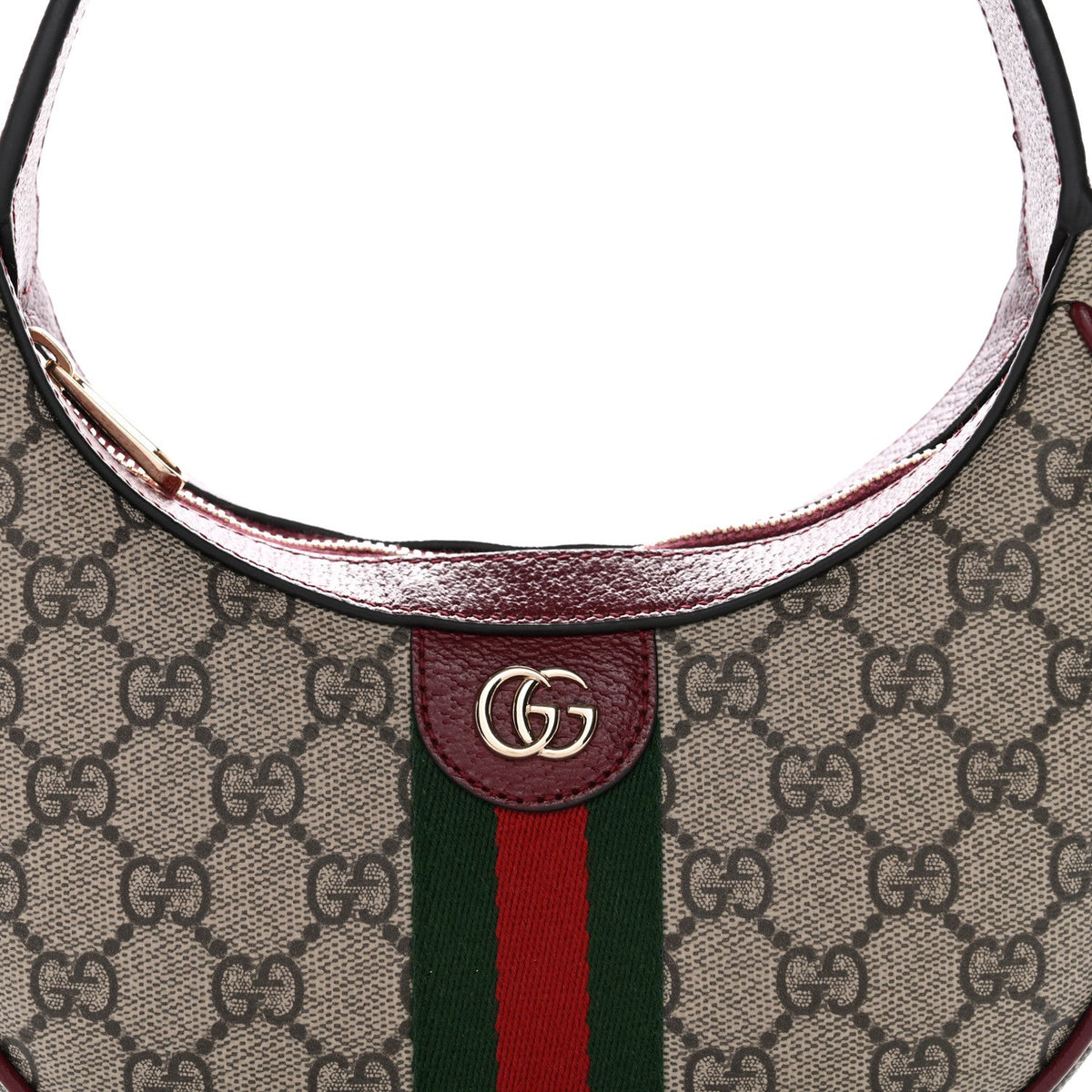 GG Supreme Monogram Textured Dollar Calfskin Small Ophidia Shoulder Bag Beige Bordeaux