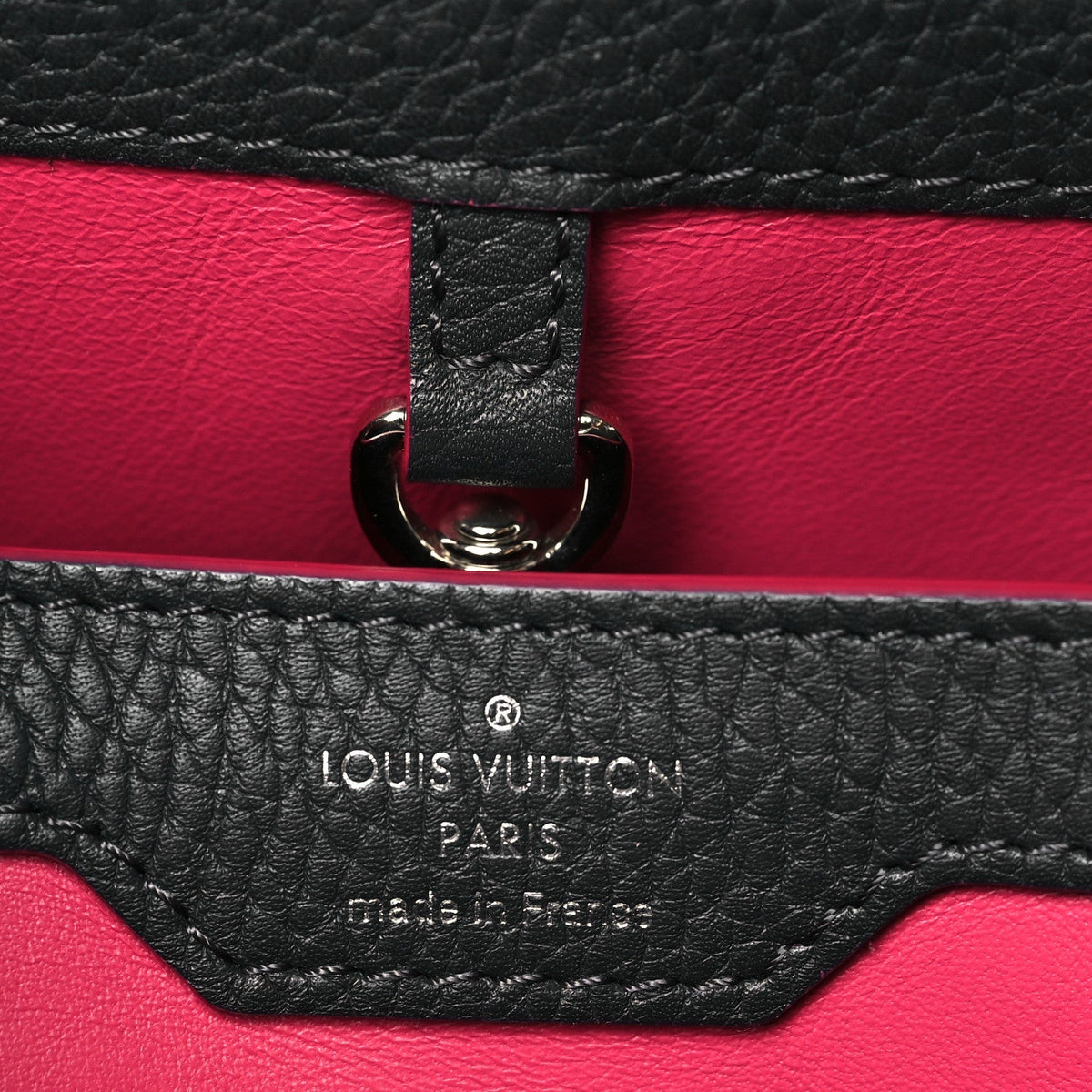 Taurillon Capucines PM Black Fuchsia