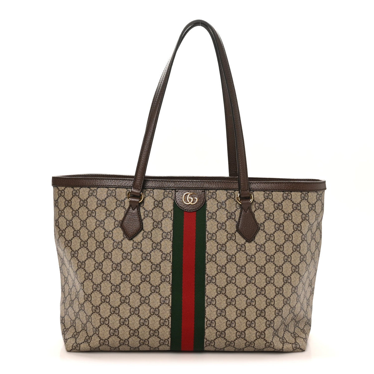 GG Supreme Monogram Medium Ophidia Shopping Tote Brown