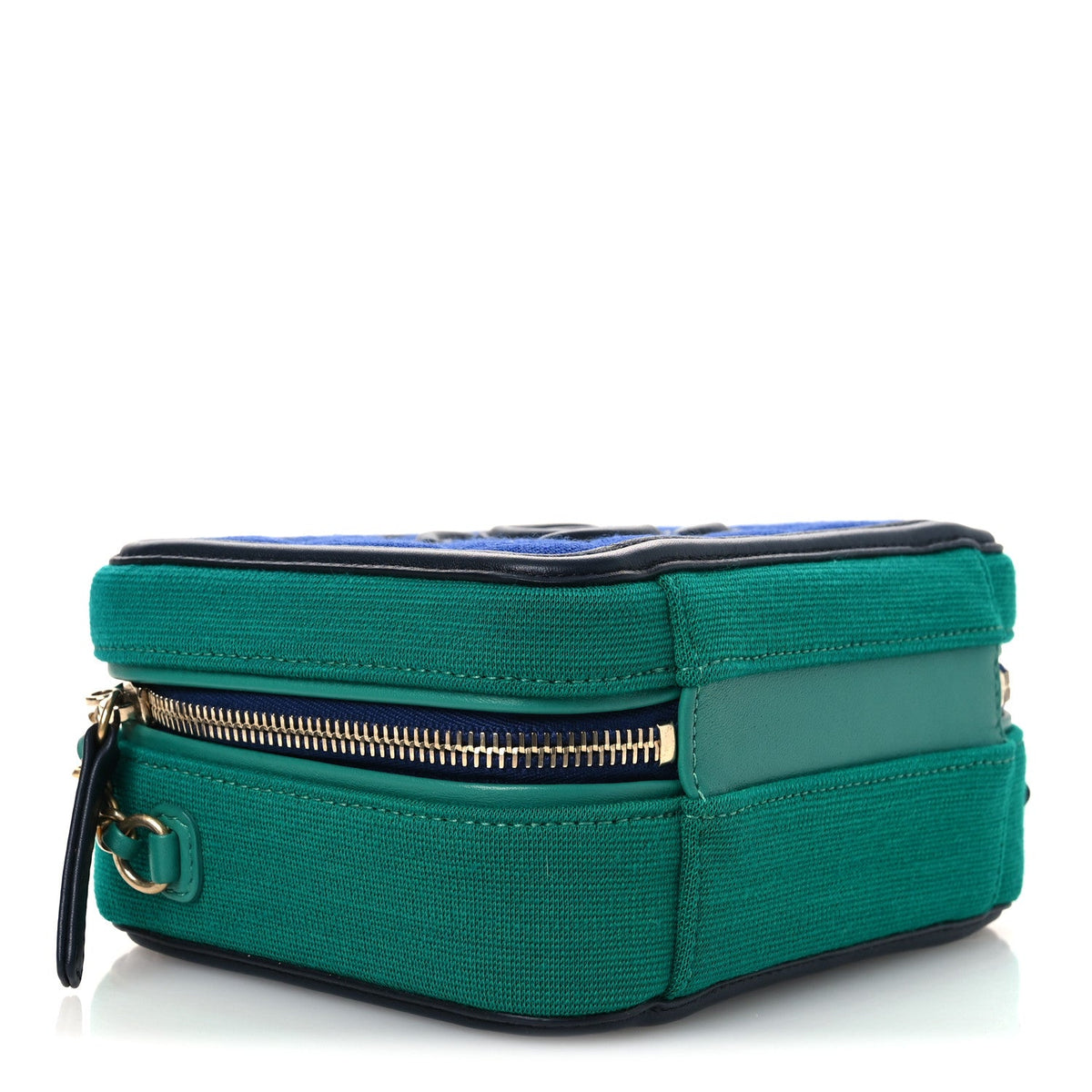 Jersey Quilted Small CC Filigree Vanity Case Blue Green