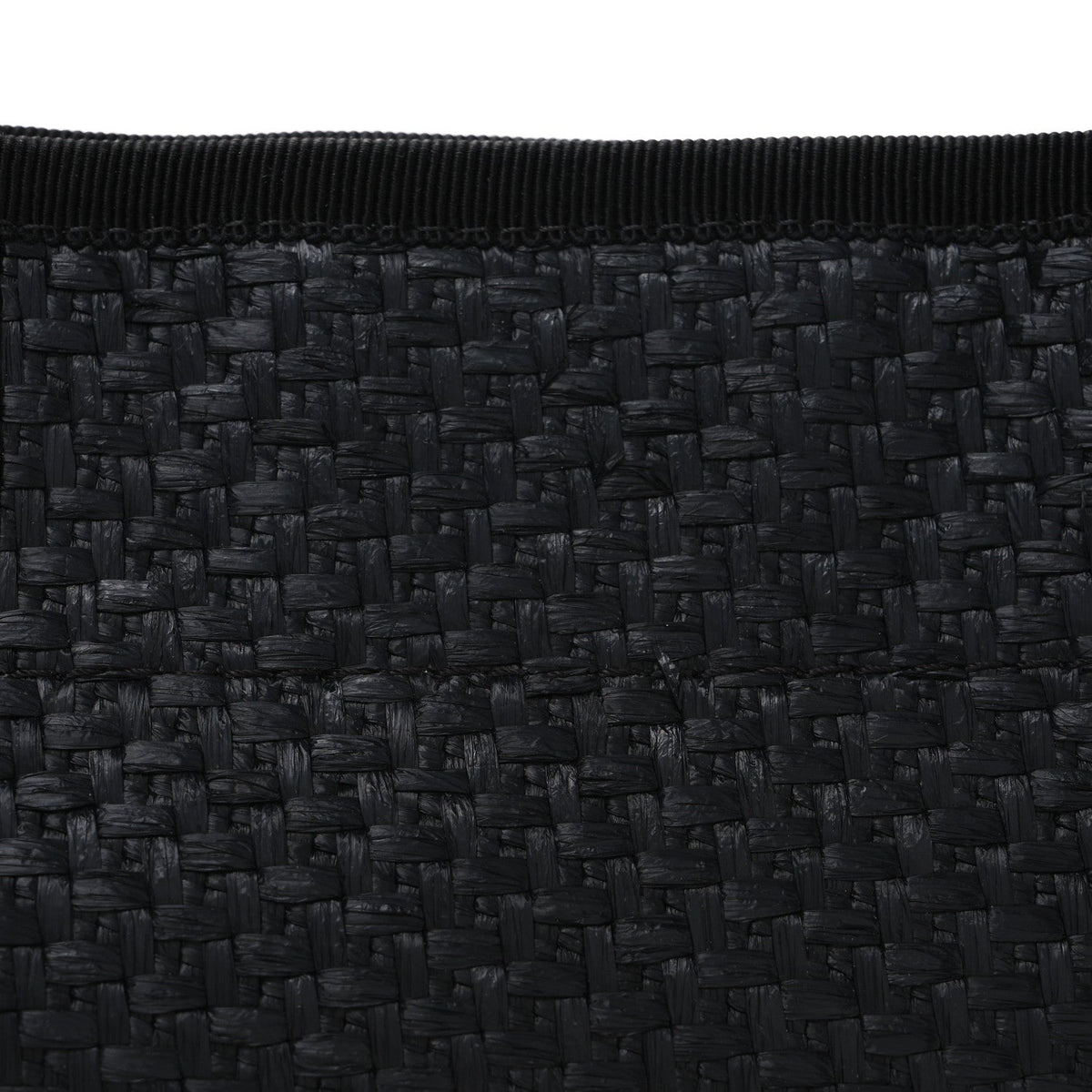 Straw Raffia Calfskin Chain Small Deauville Tote Black