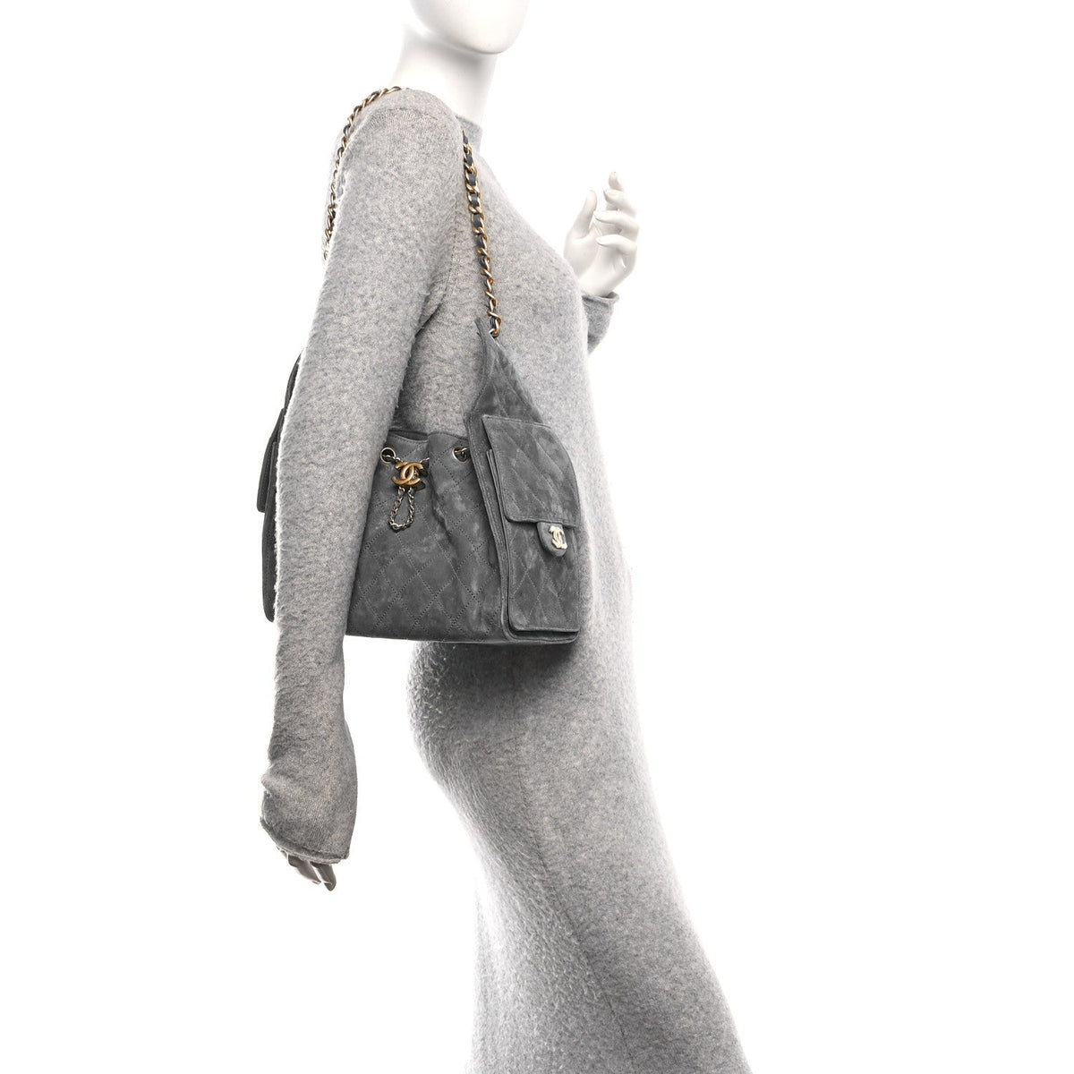 Suede Quilted Small Chanel 25 Handbag Blue