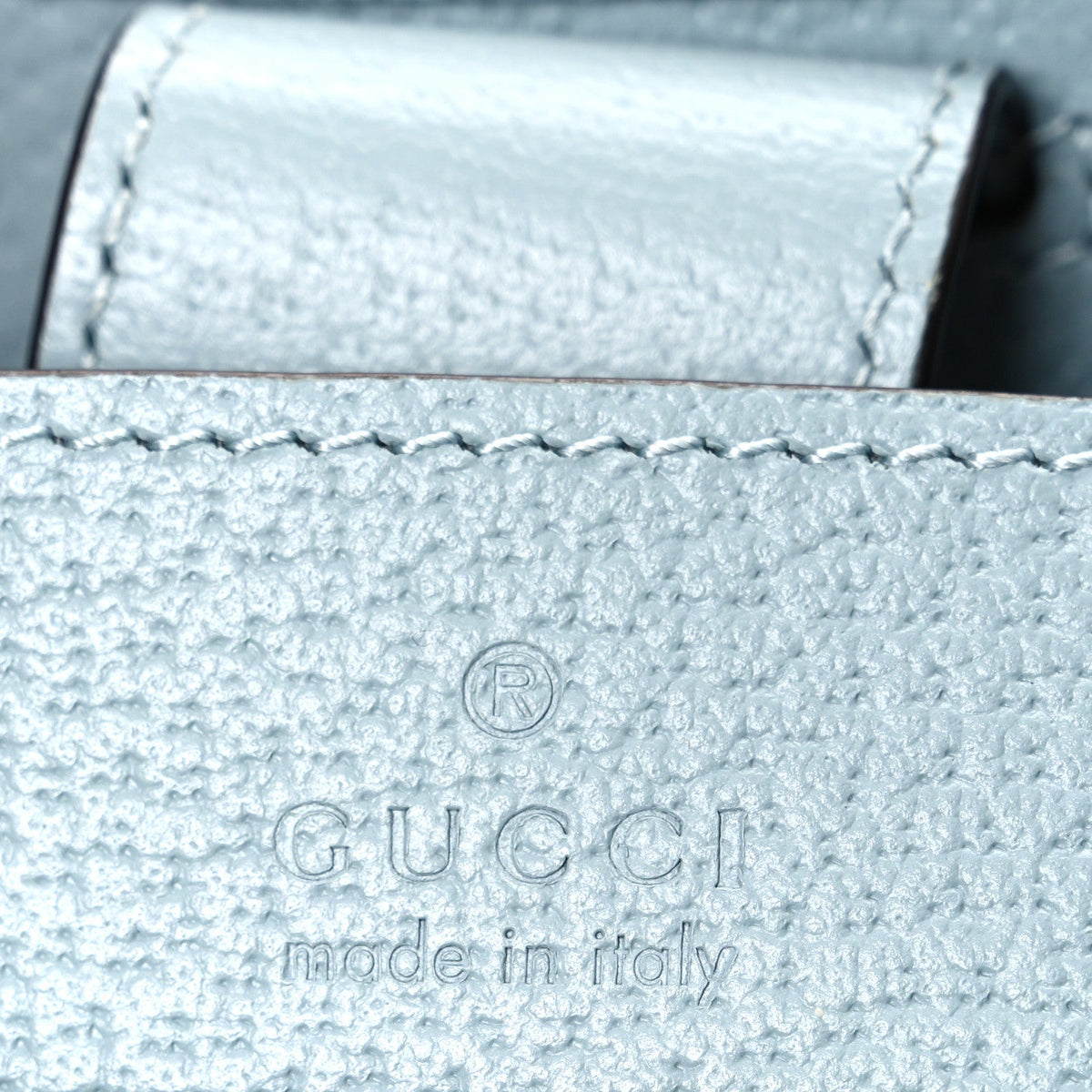 GG Supreme Monogram Textured Dollar Calfskin Web Small Ophidia Bucket Shoulder Bag Dusty Blue