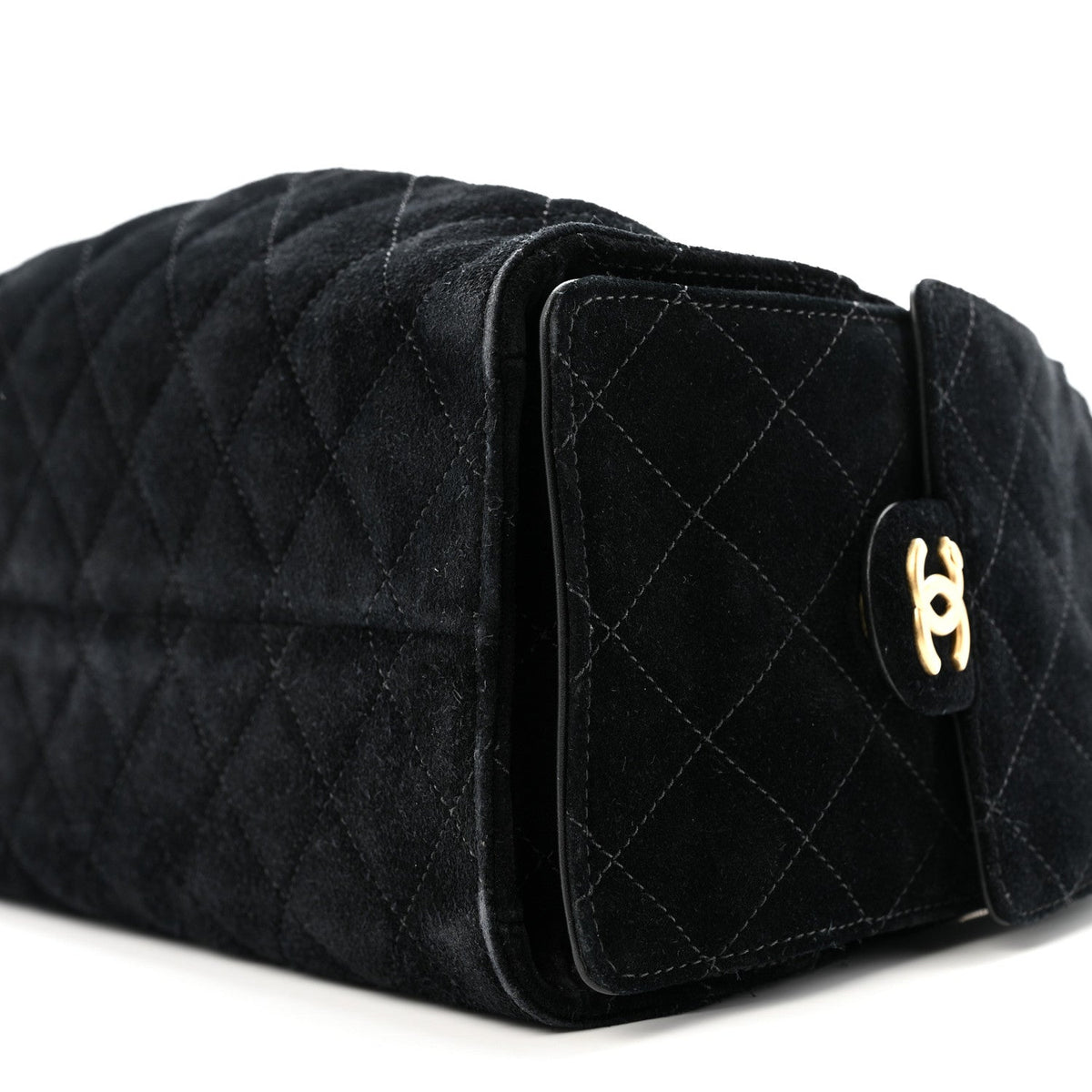 Suede Quilted Small Chanel 25 Handbag Black