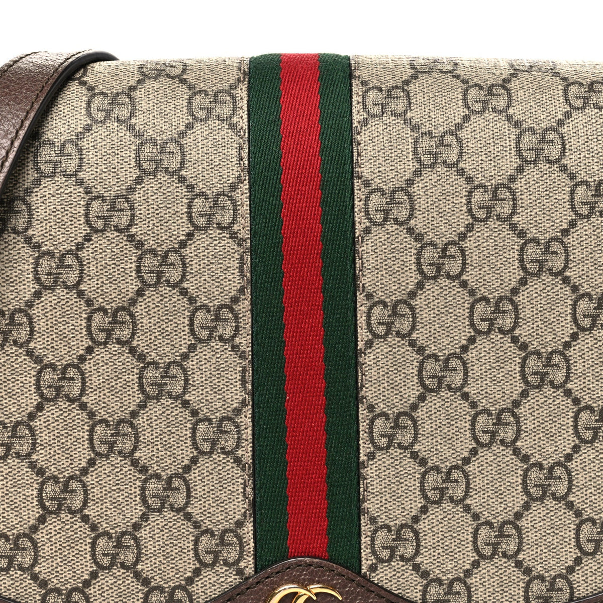 GG Supreme Monogram Web Small Ophidia Flap Messenger Bag Brown