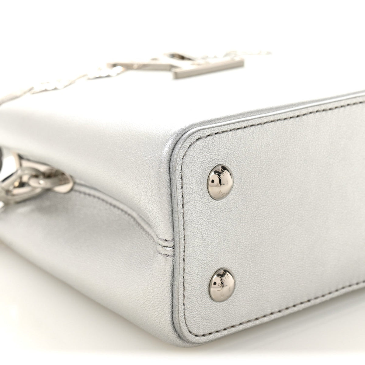 Lambskin Strass Mini Capucines  Silver