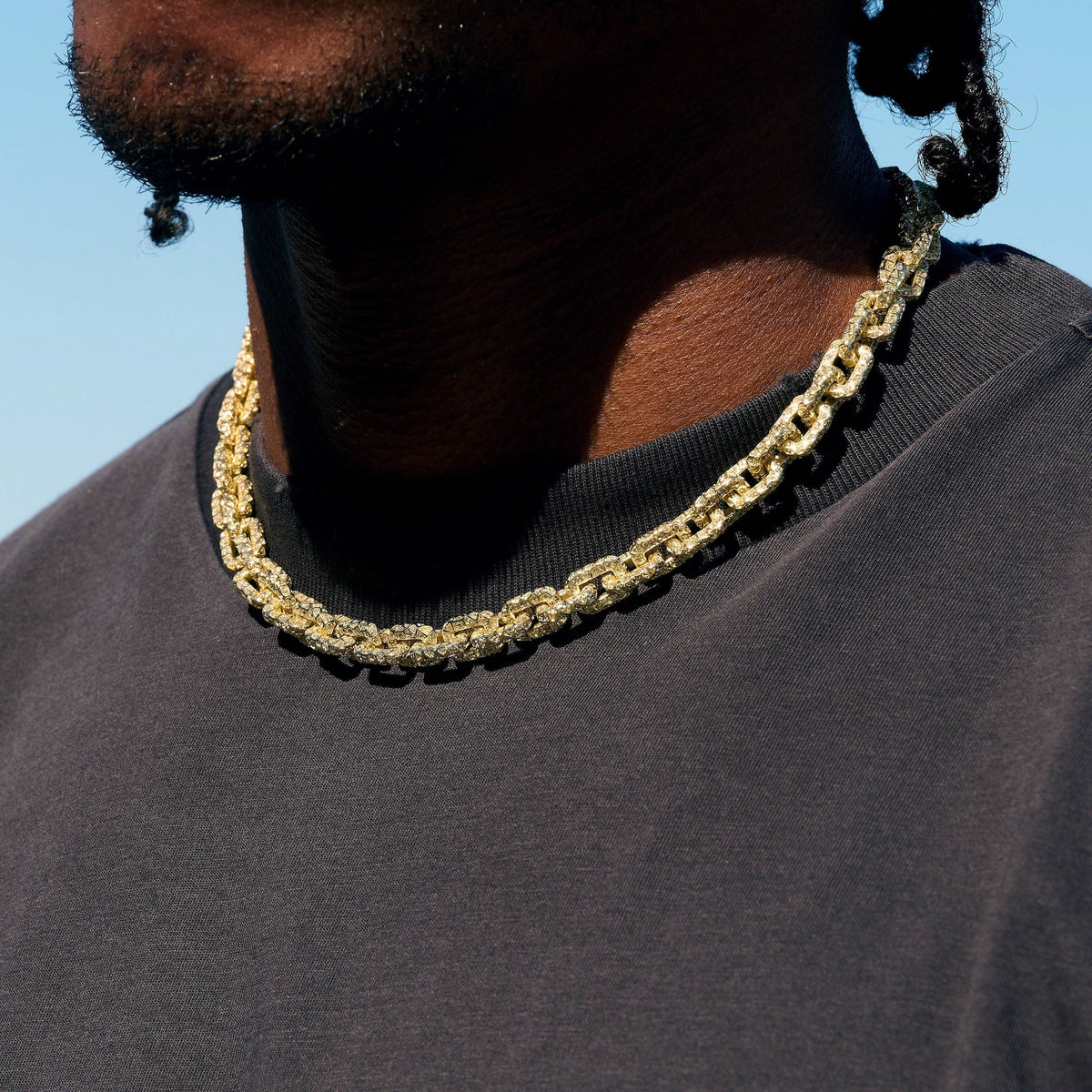 GLD X Bloody Osiris Iced Canary Voronoi Link Chain in Yellow Gold Vermeil