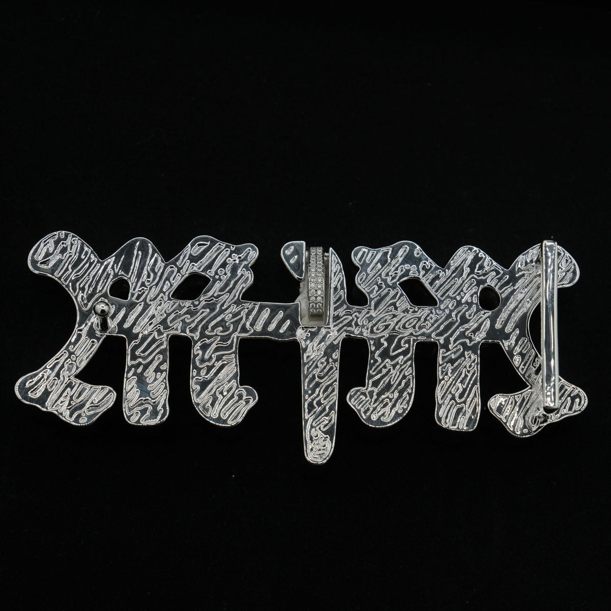 GLD X Bloody Osiris Moissanite MFM Belt Buckle Pendant in White Gold