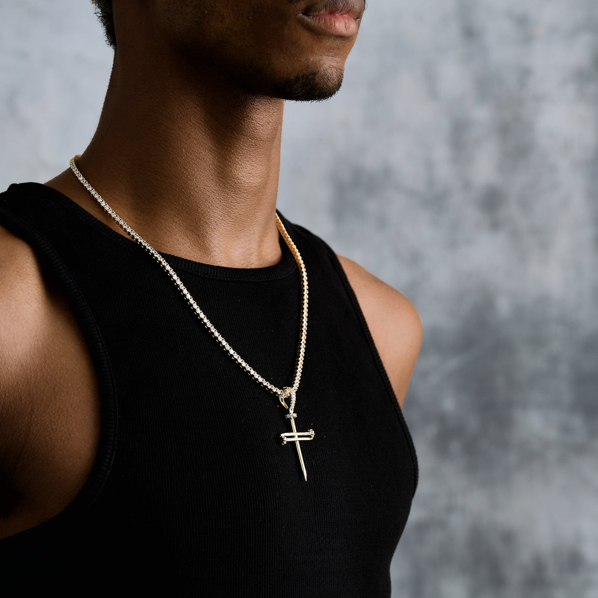 Nail Cross Pendant in Yellow Gold