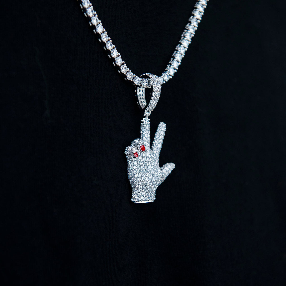 GLD X Ryan William's Peace Sign Pendant in White Gold