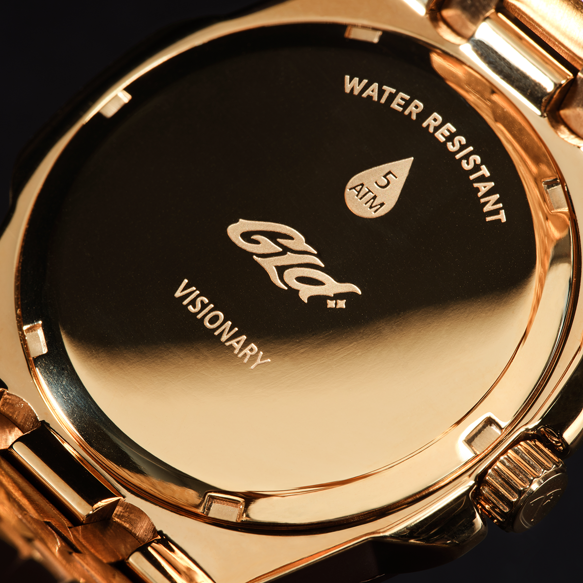 39MM Visionary Fully Iced Case & Steel Band Watch - Yellow Gold
