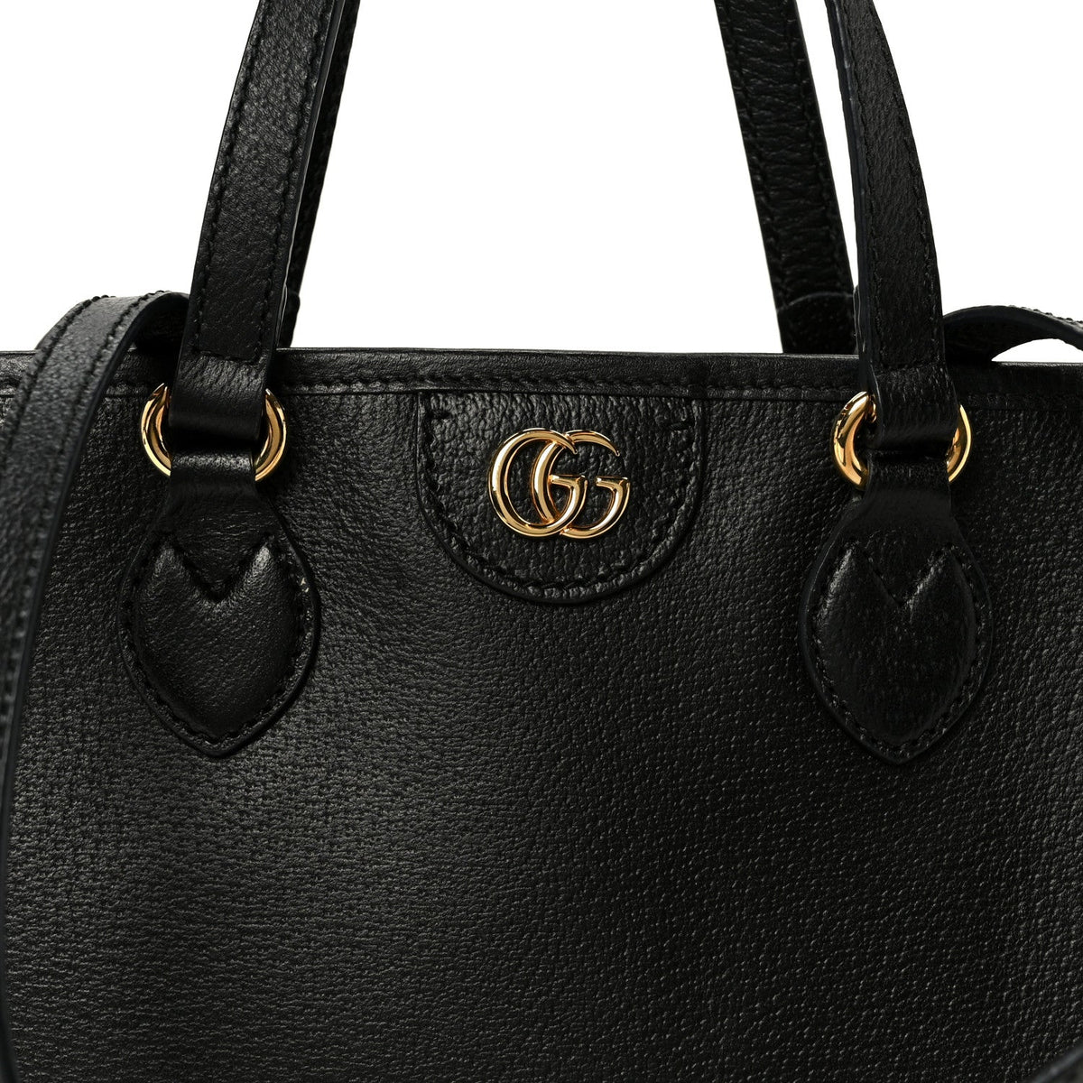 Textured Dollar Calfskin Small Ophidia Shoulder Tote Bag Black