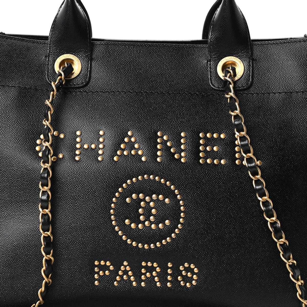 Caviar Small Studded Deauville Tote Black